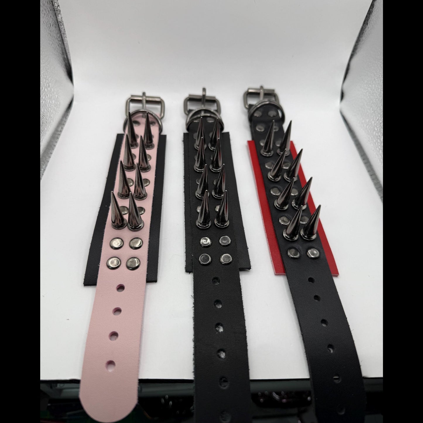 Pink // Gunmetal Spiked Bracelets
