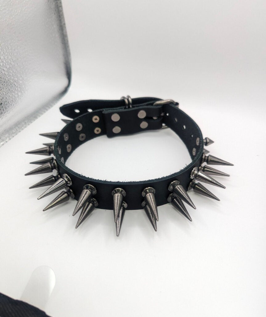 Black and GunMetal Spiked Choker