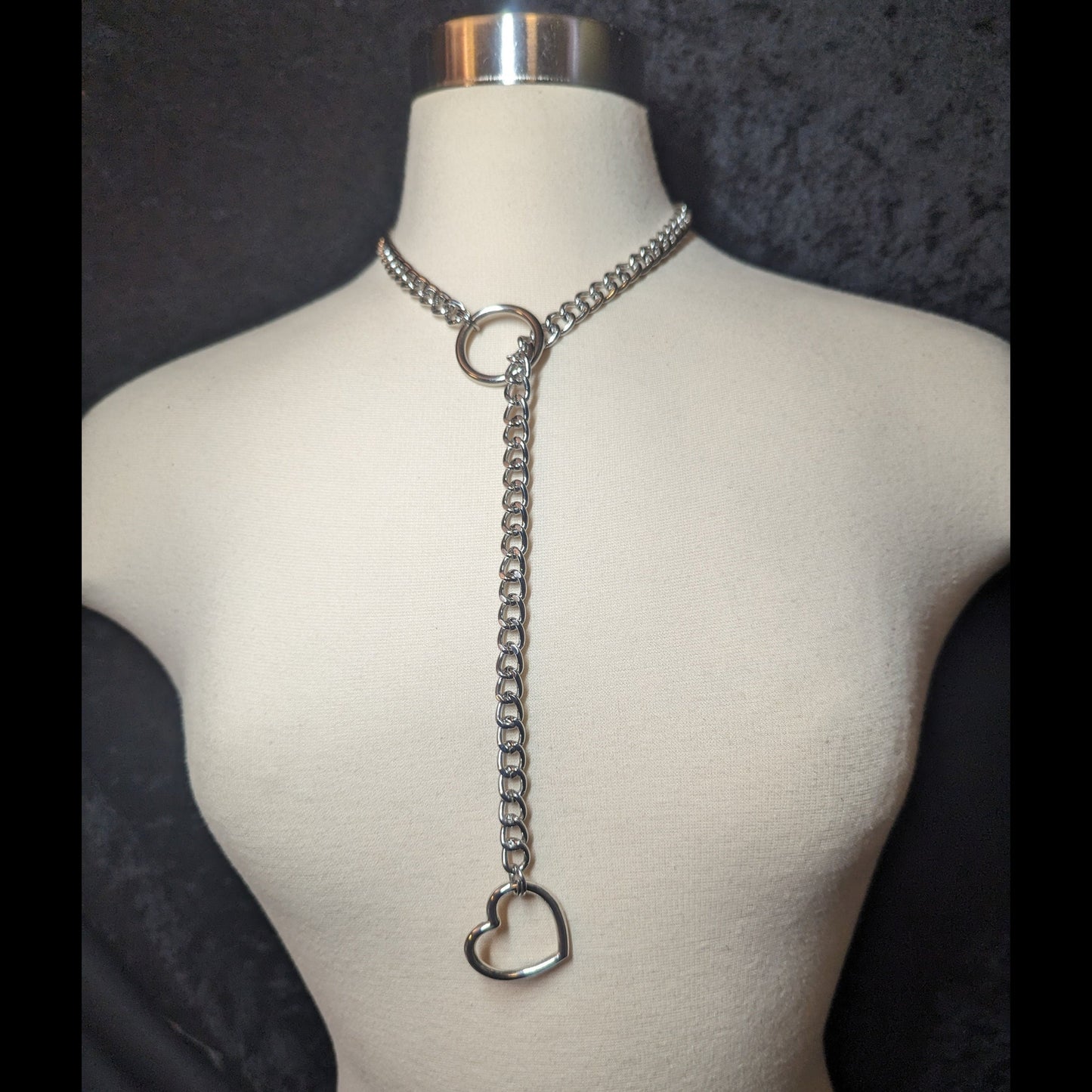 Heart and O-Ring Slip Chain Necklace