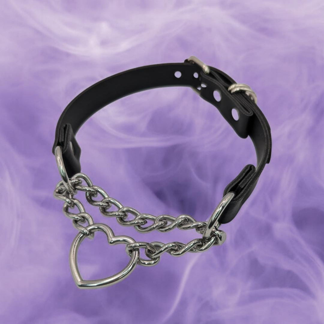 Silver Heart Martingale Choker