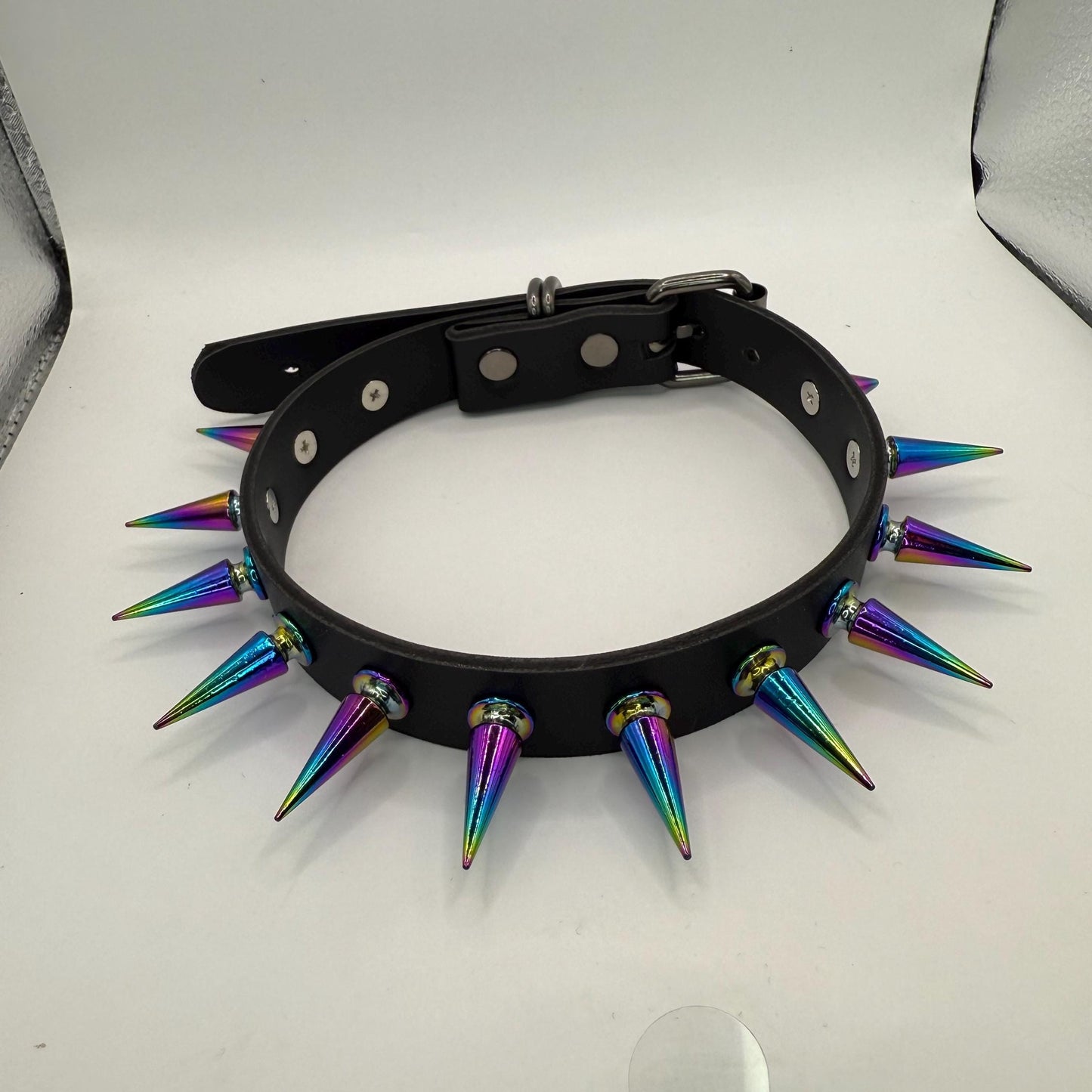Thin Rainbow Spiked Choker