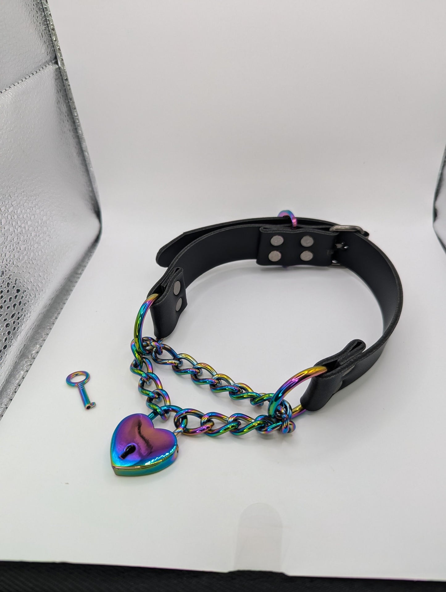 Rainbow Padlock Martingale Collar