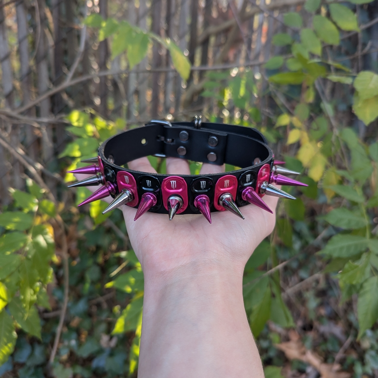 Pink Monster Tab Collar