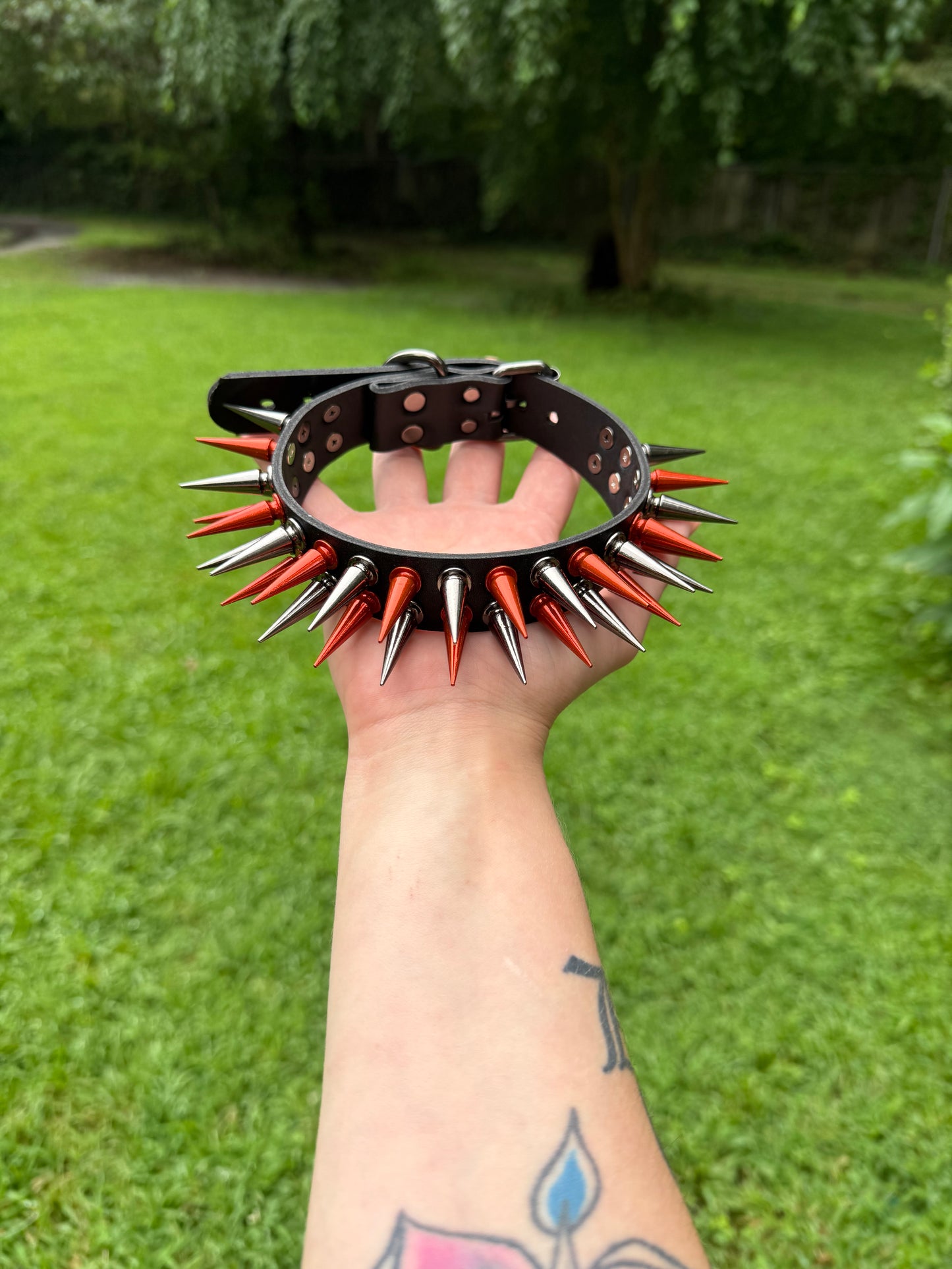 Orange // Black Spiked Choker