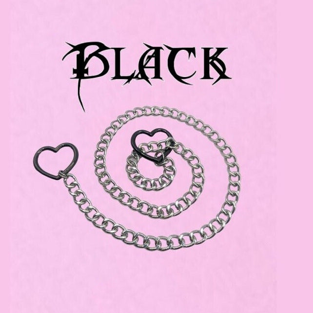 Black or GunMetal Heart Slip Chain Necklace