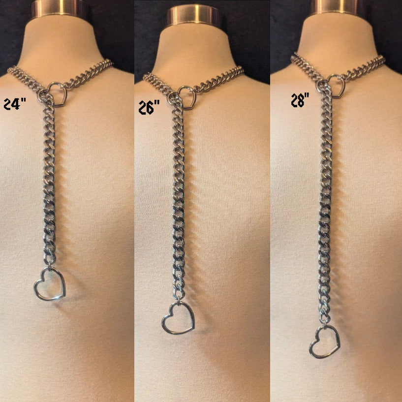 Silver Heart Slip Chain Necklace