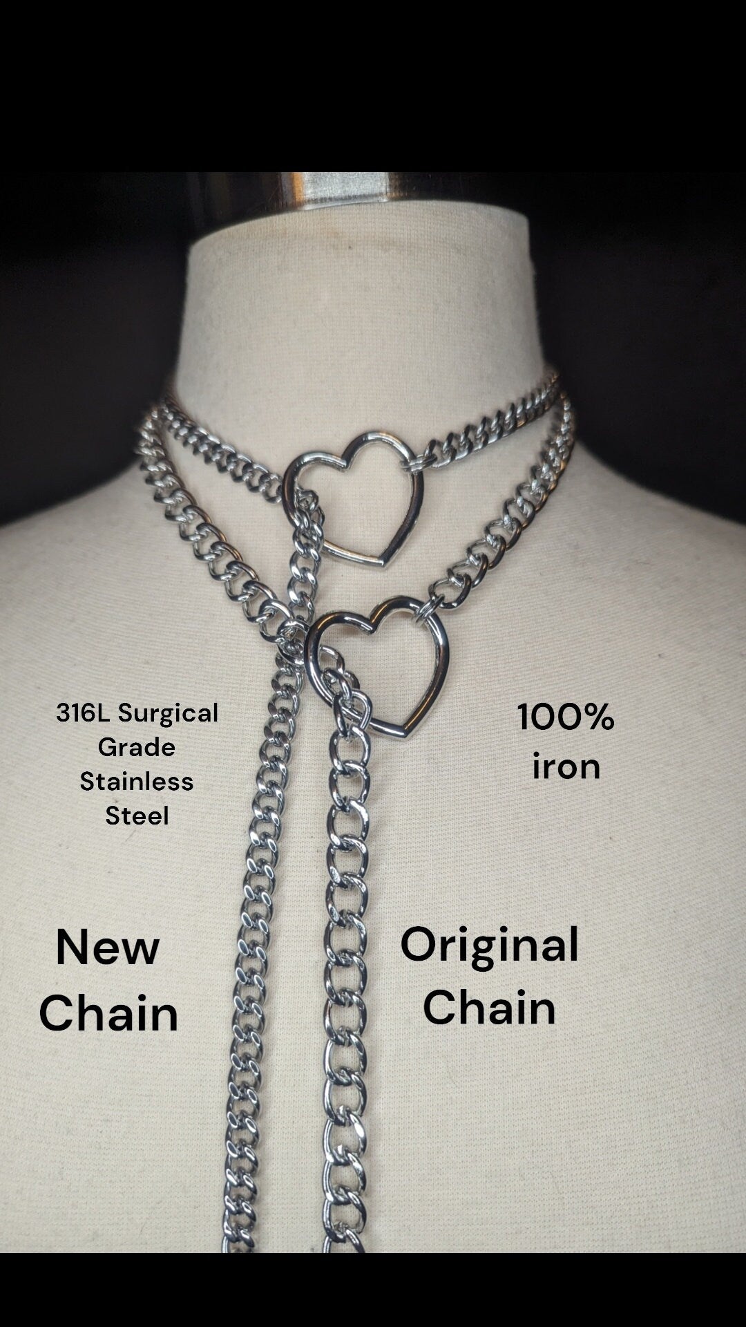 Heart Slip Chain Necklace- Silver