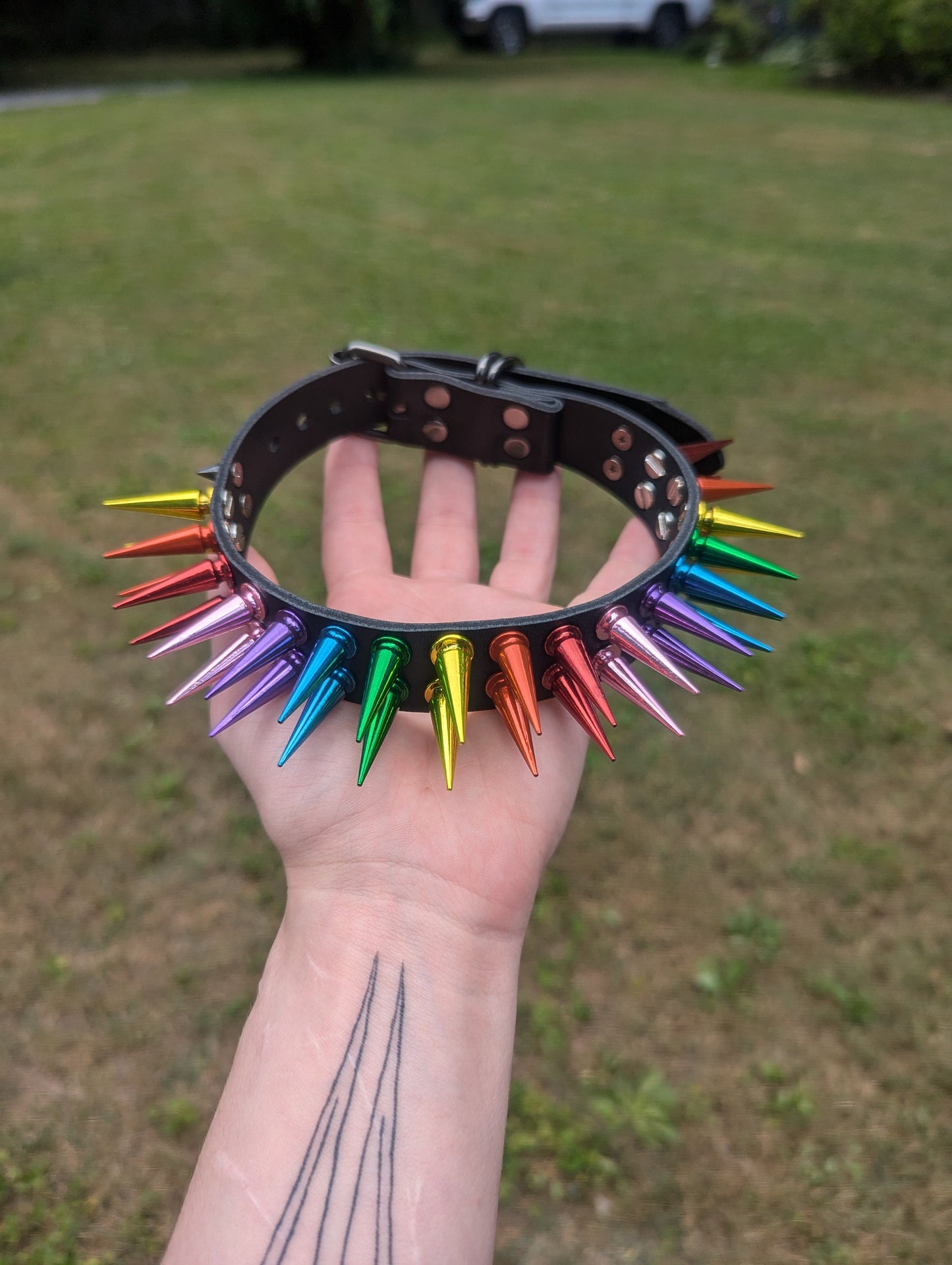 Rainbow Spiked Choker