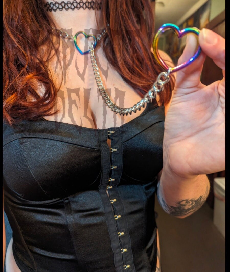 Rainbow Heart Slip Chain Necklace