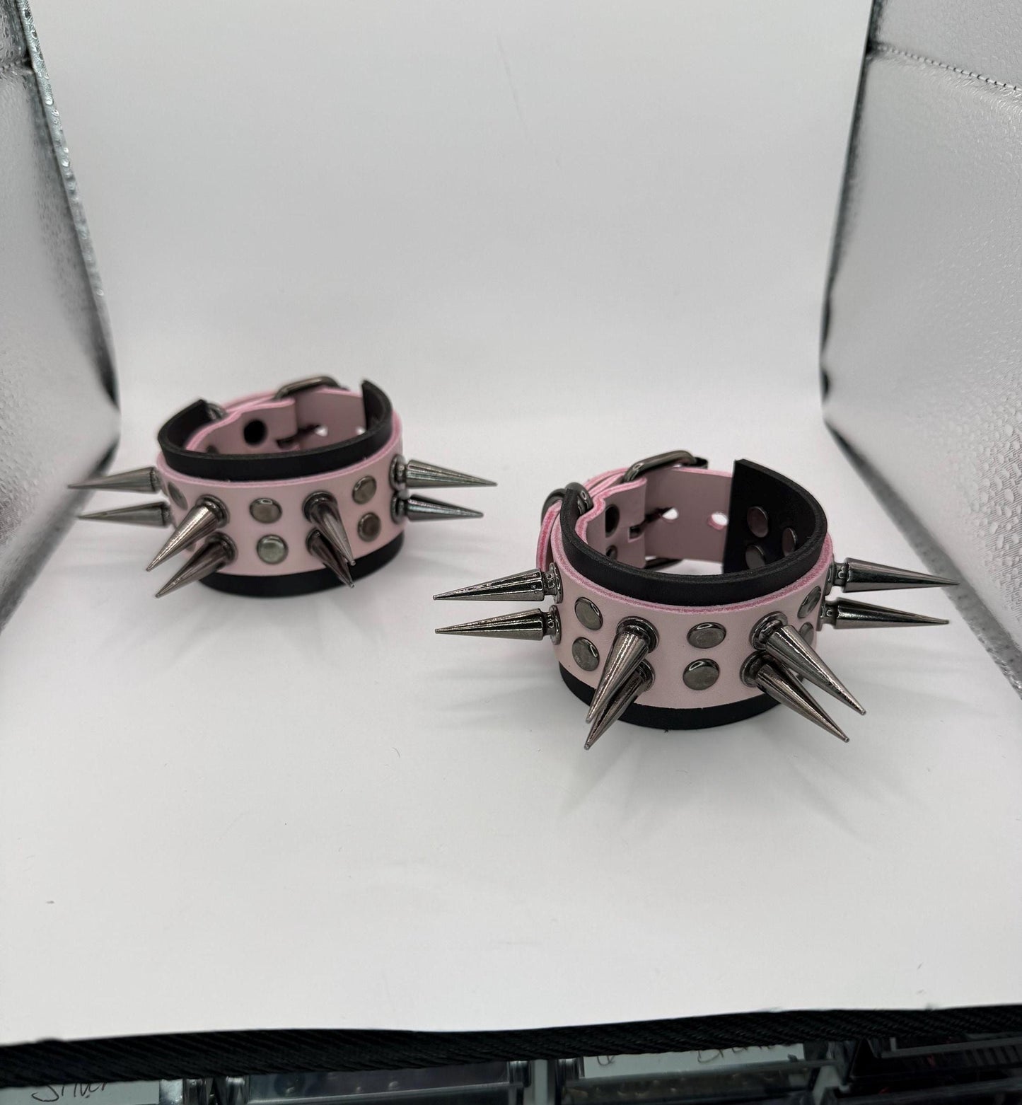 Pink // Gunmetal Spiked Bracelets
