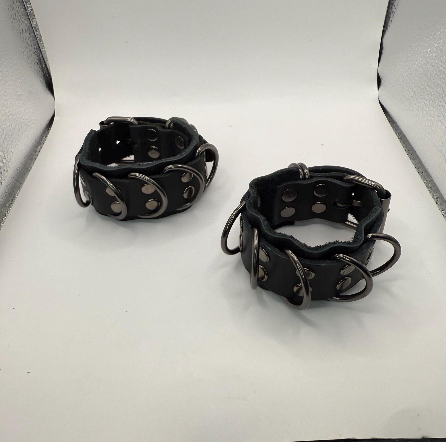 Leather D-Ring Cuffs with Clip