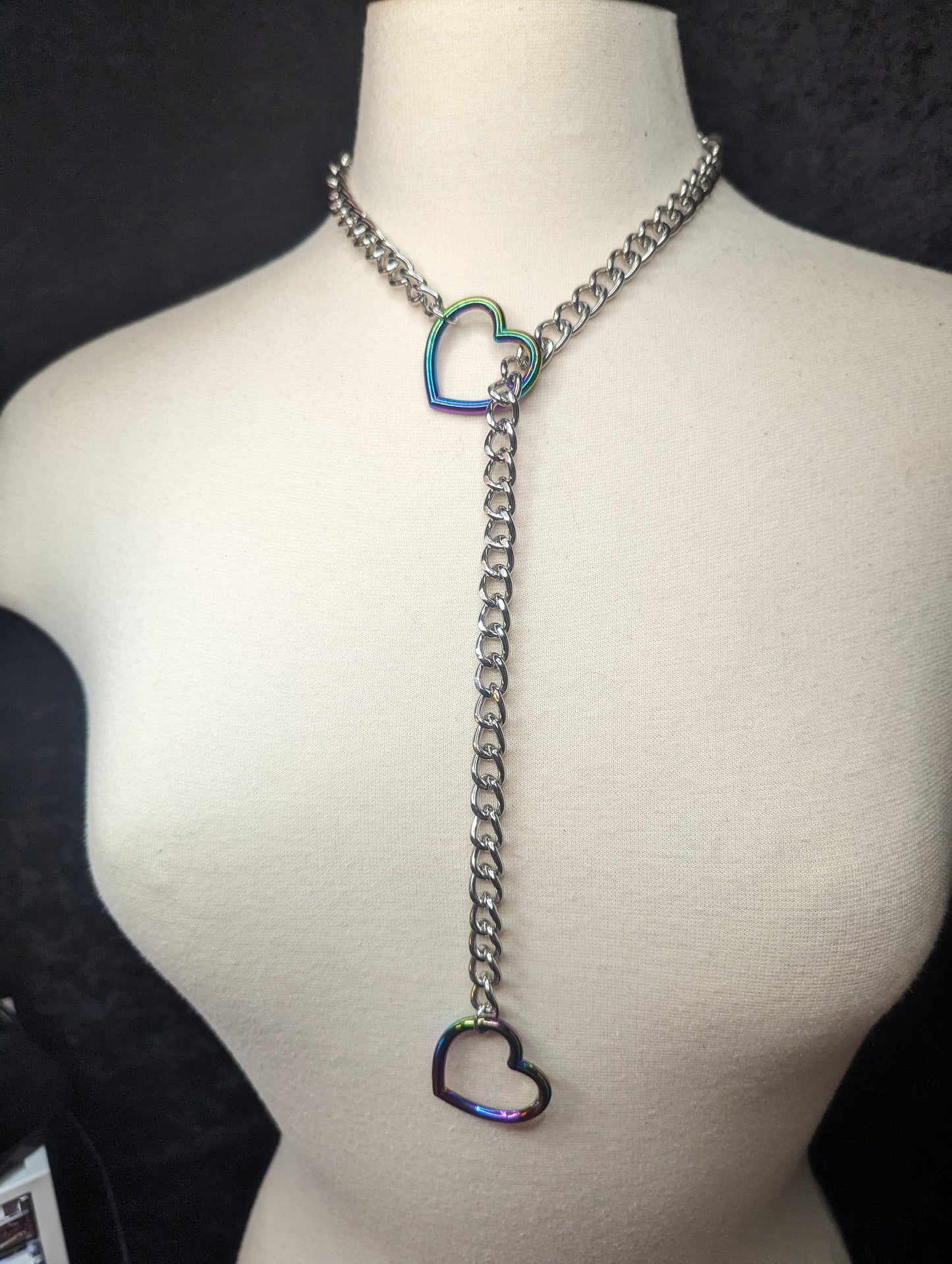 Rainbow Heart Slip Chain Necklace