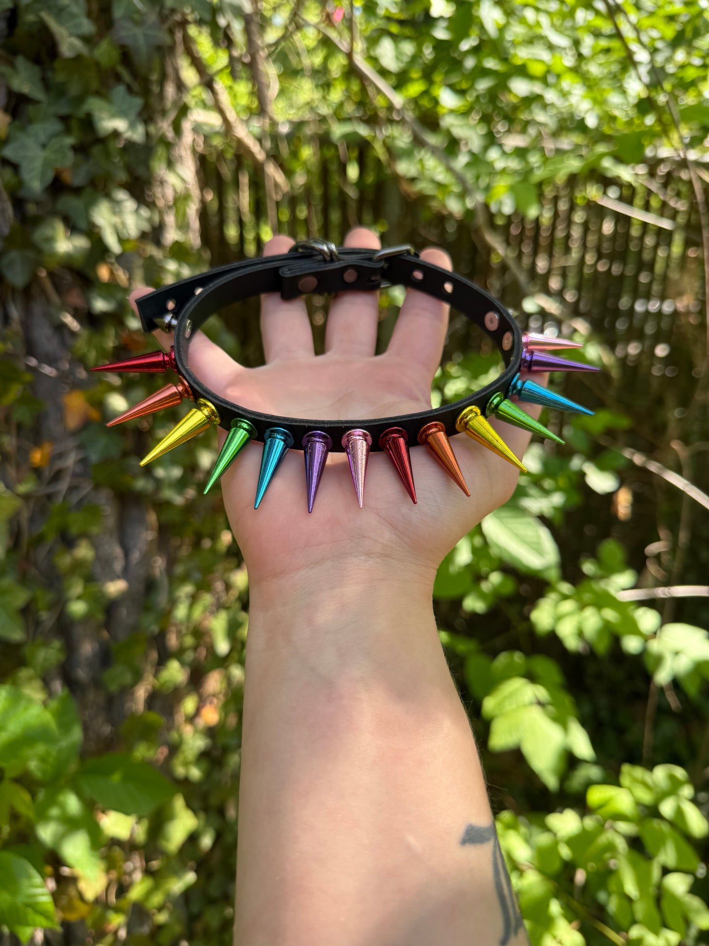 Rainbow Spiked Choker