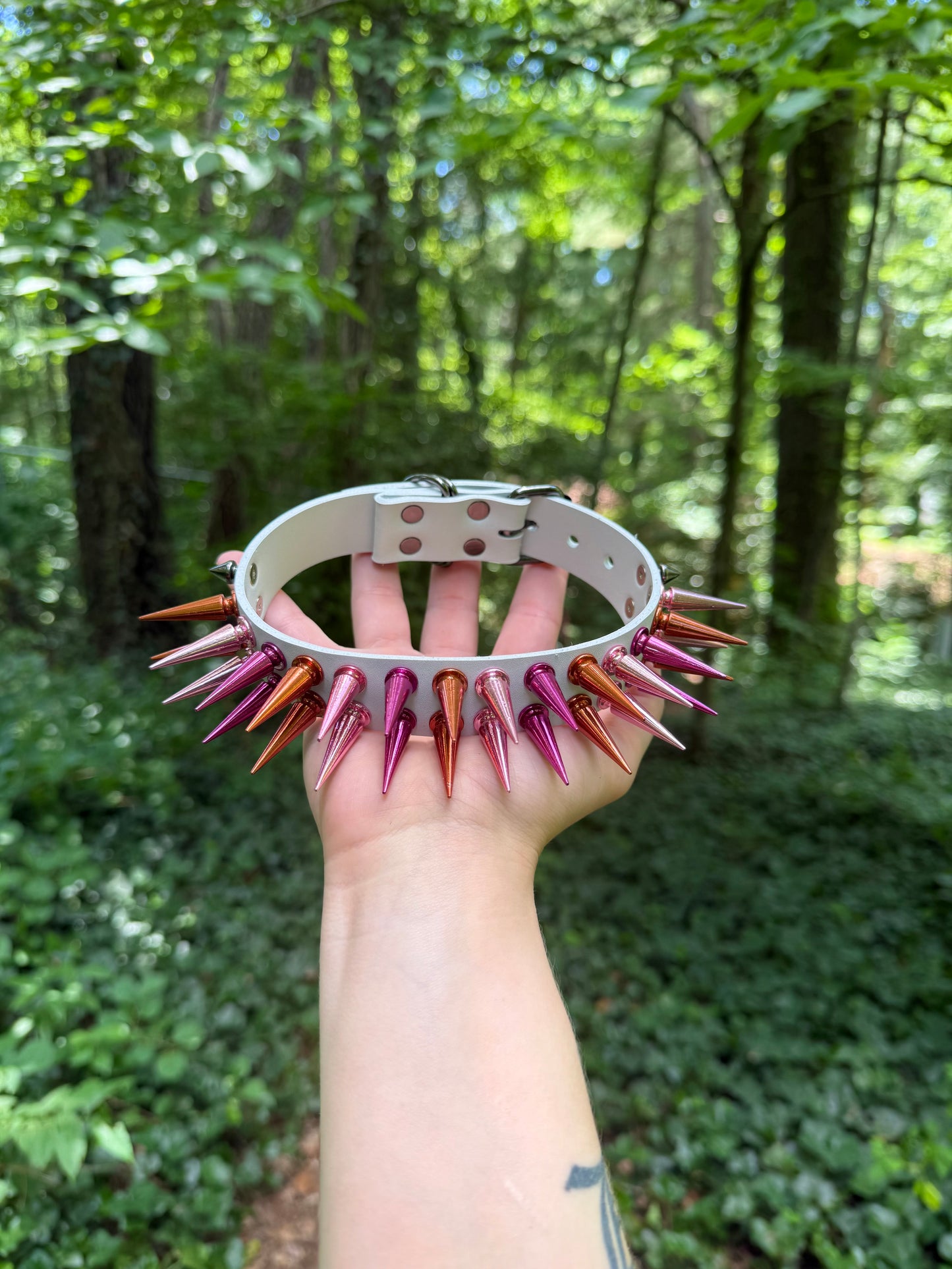 Lesbian Pride Flag Spiked Choker
