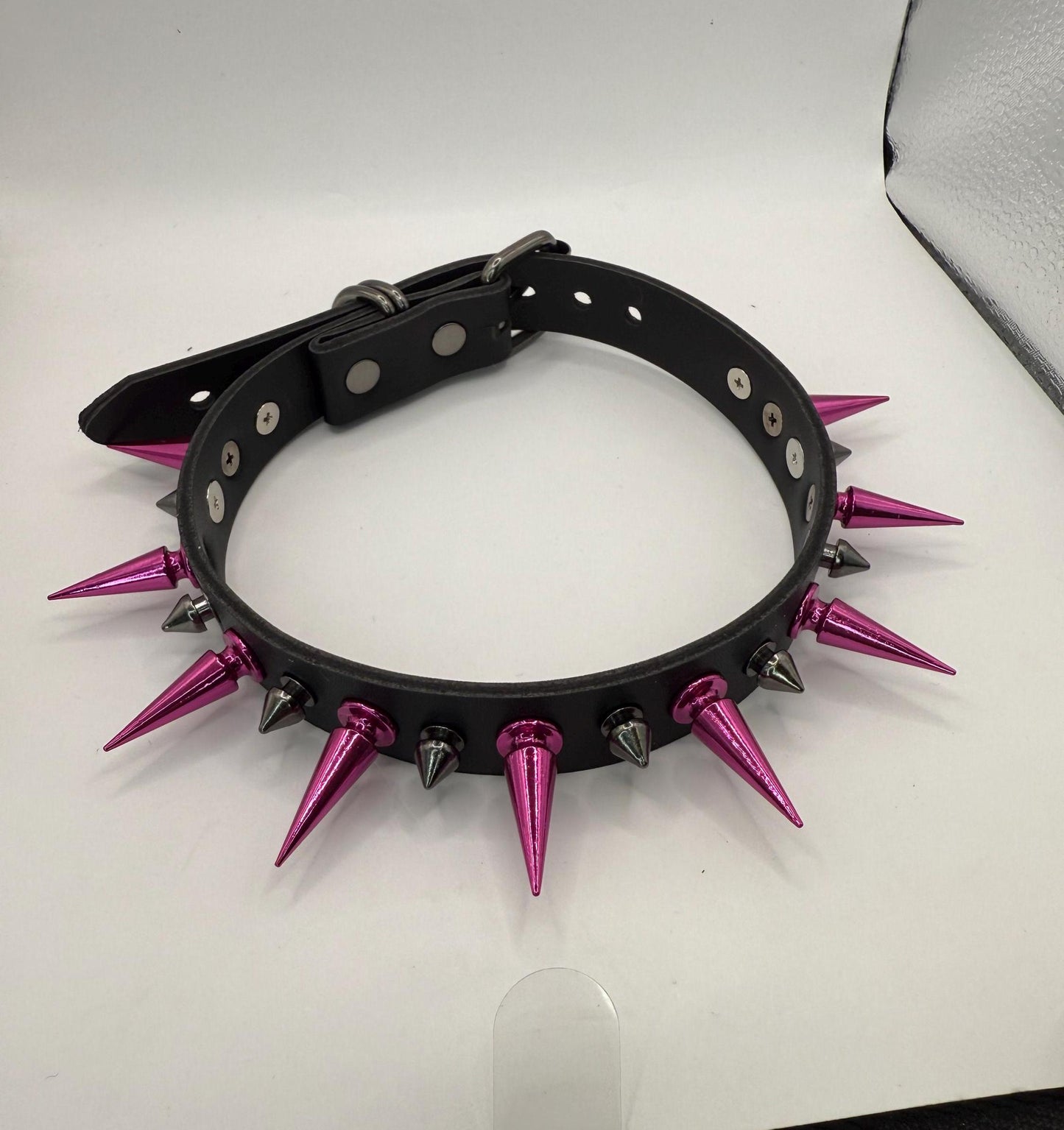 Hot Pink// Black  Spiked Choker