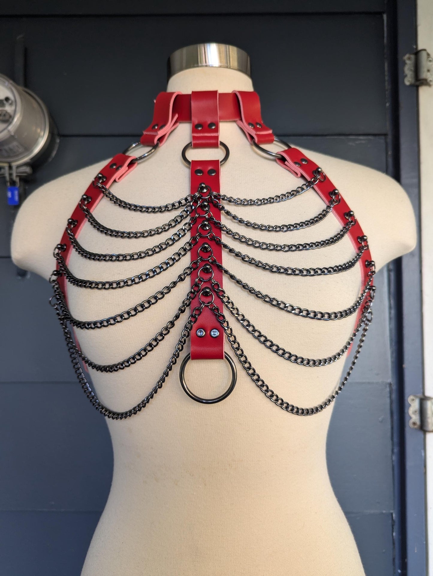 "Crimson Shadow" Chain Bra // Red