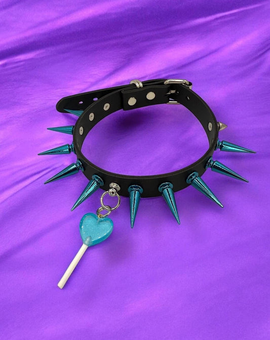 Lollipop Heart Choker // metallic blue