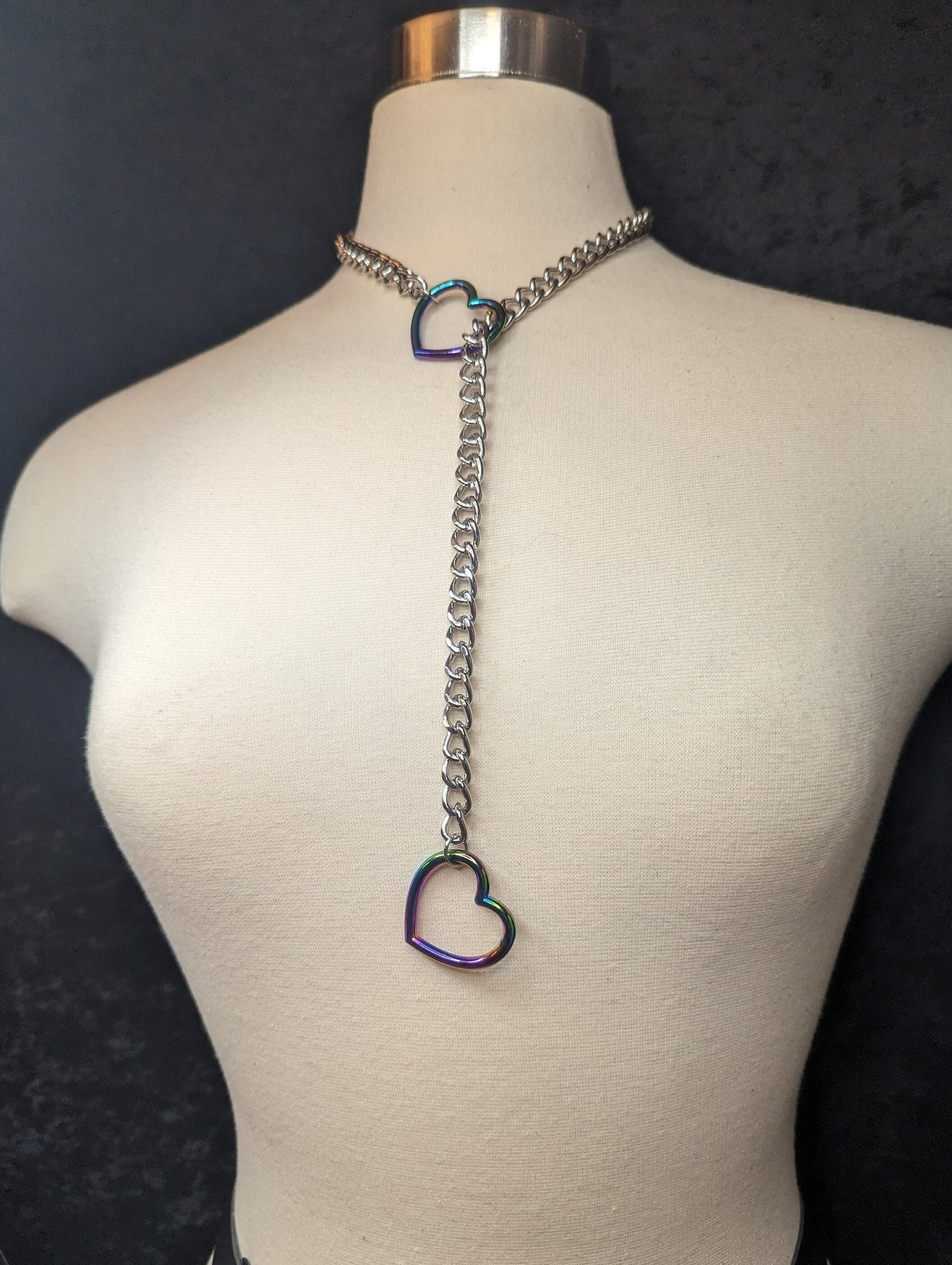 Rainbow Heart Slip Chain Necklace