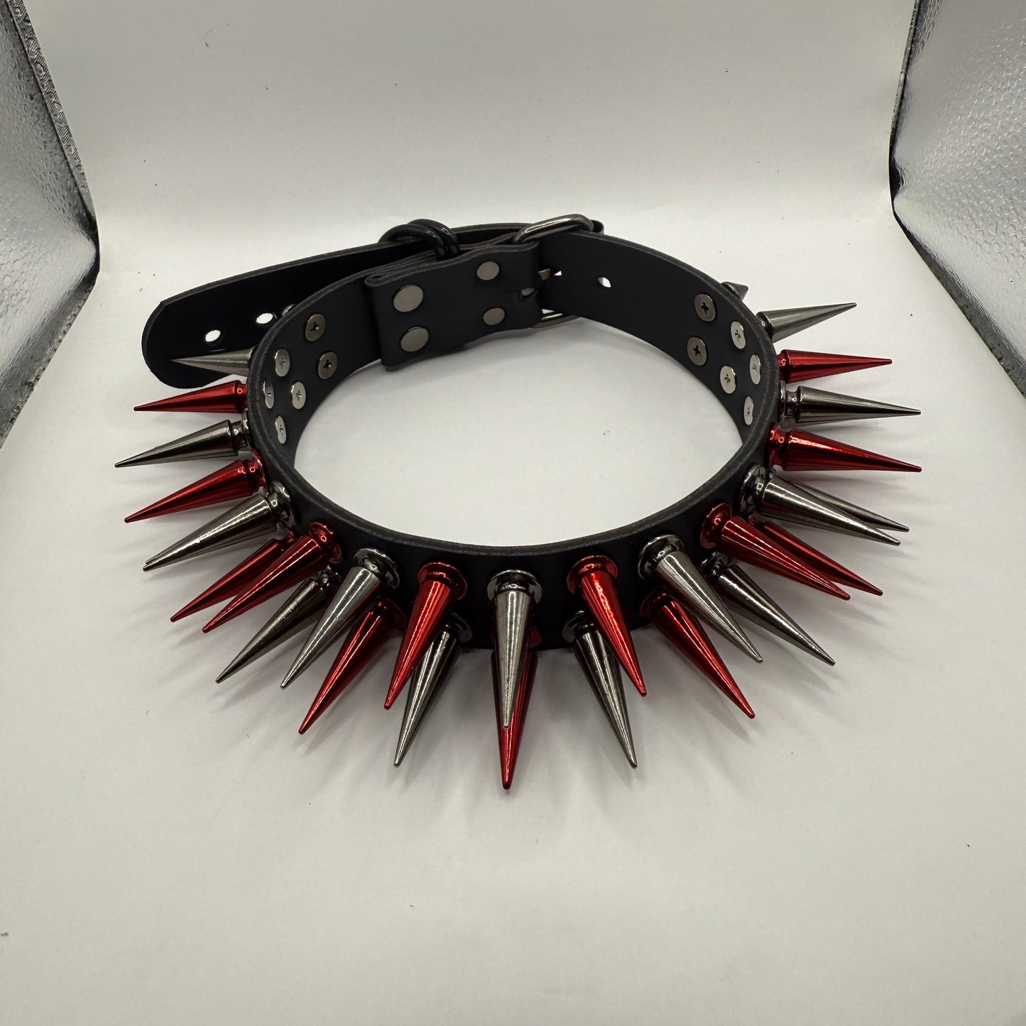 Red // Black Spiked Choker