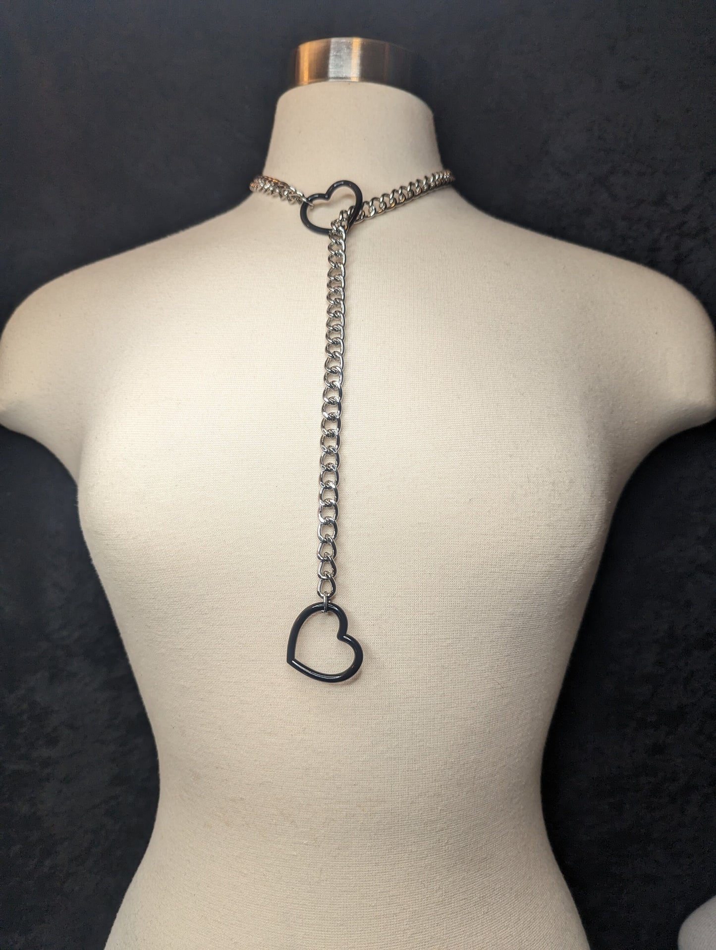 Heart Slip Chain Necklaces- Black