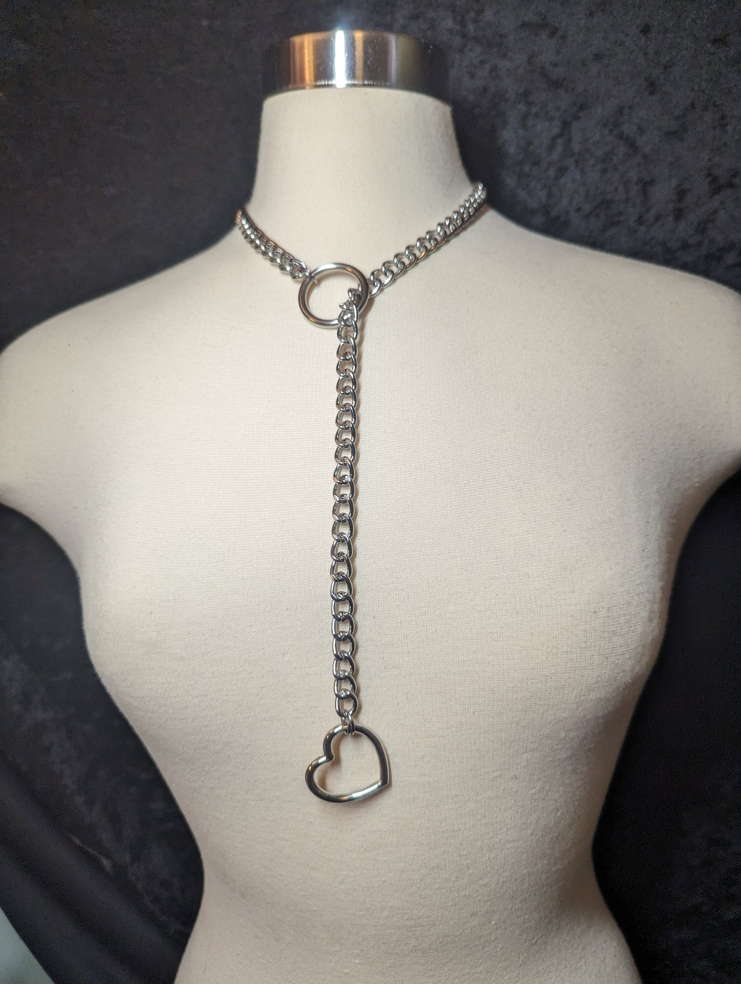 Heart and O-Ring Slip Chain Necklace