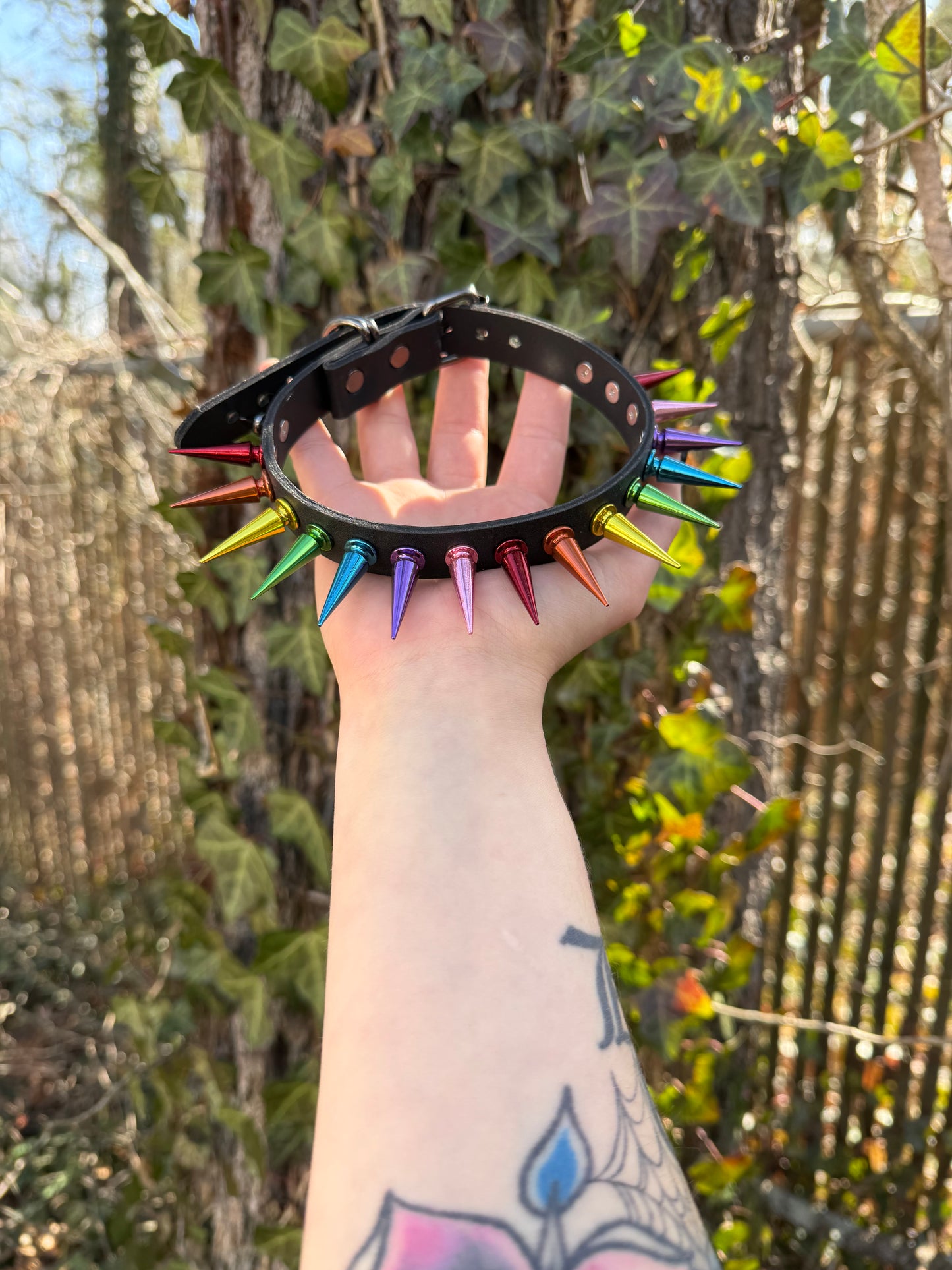 Rainbow Spiked Choker
