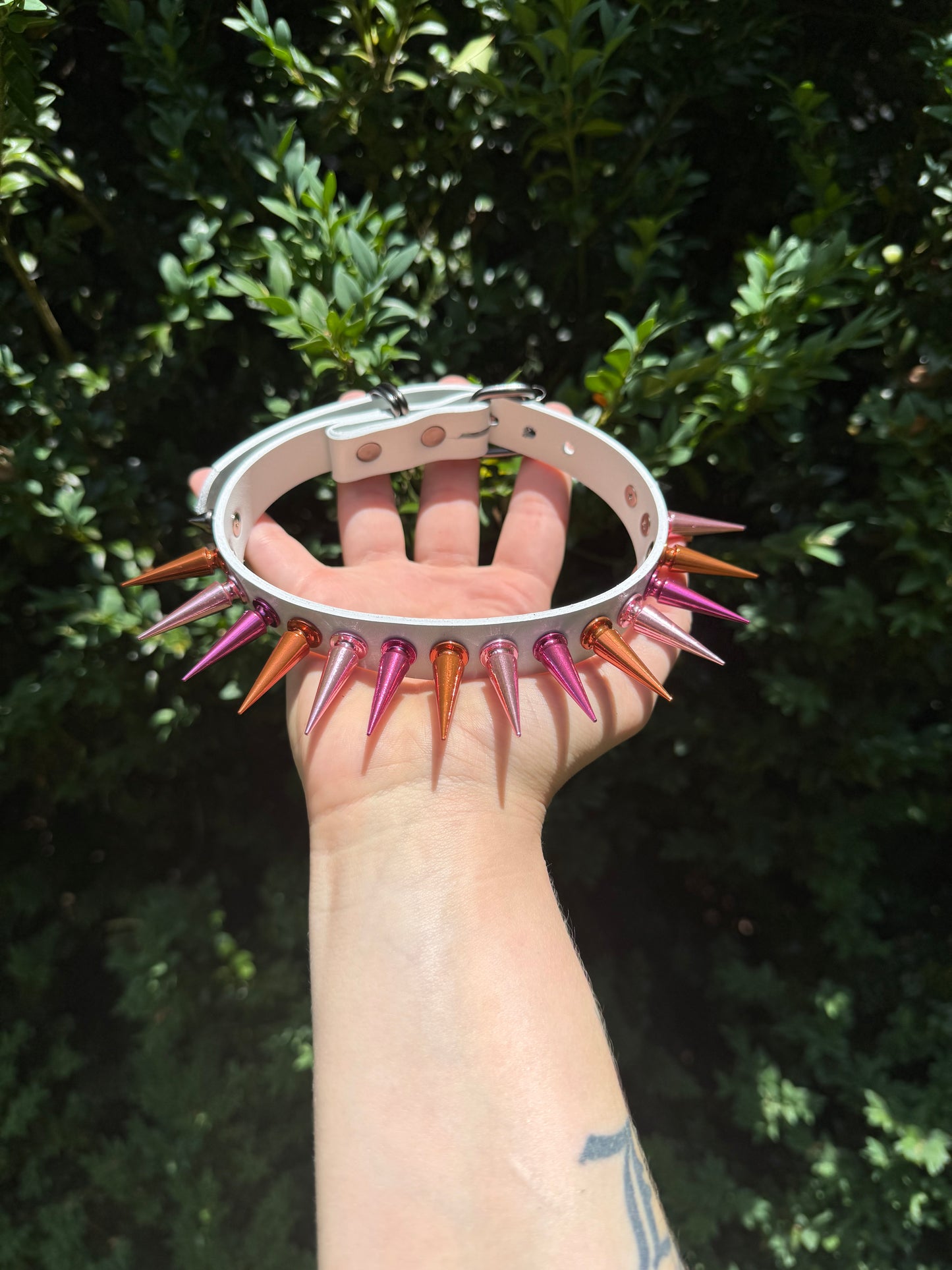 Lesbian Pride Flag Spiked Choker