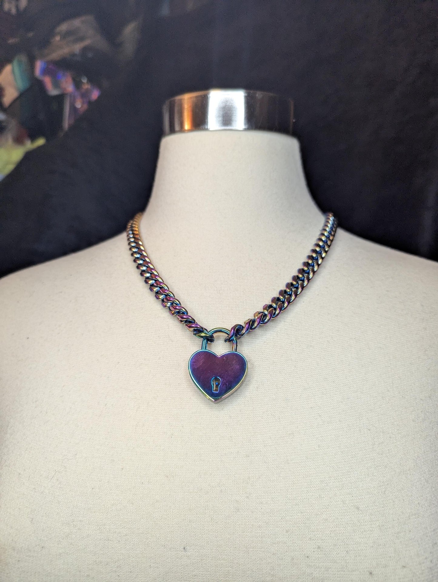Rainbow Padlock Chain Necklace