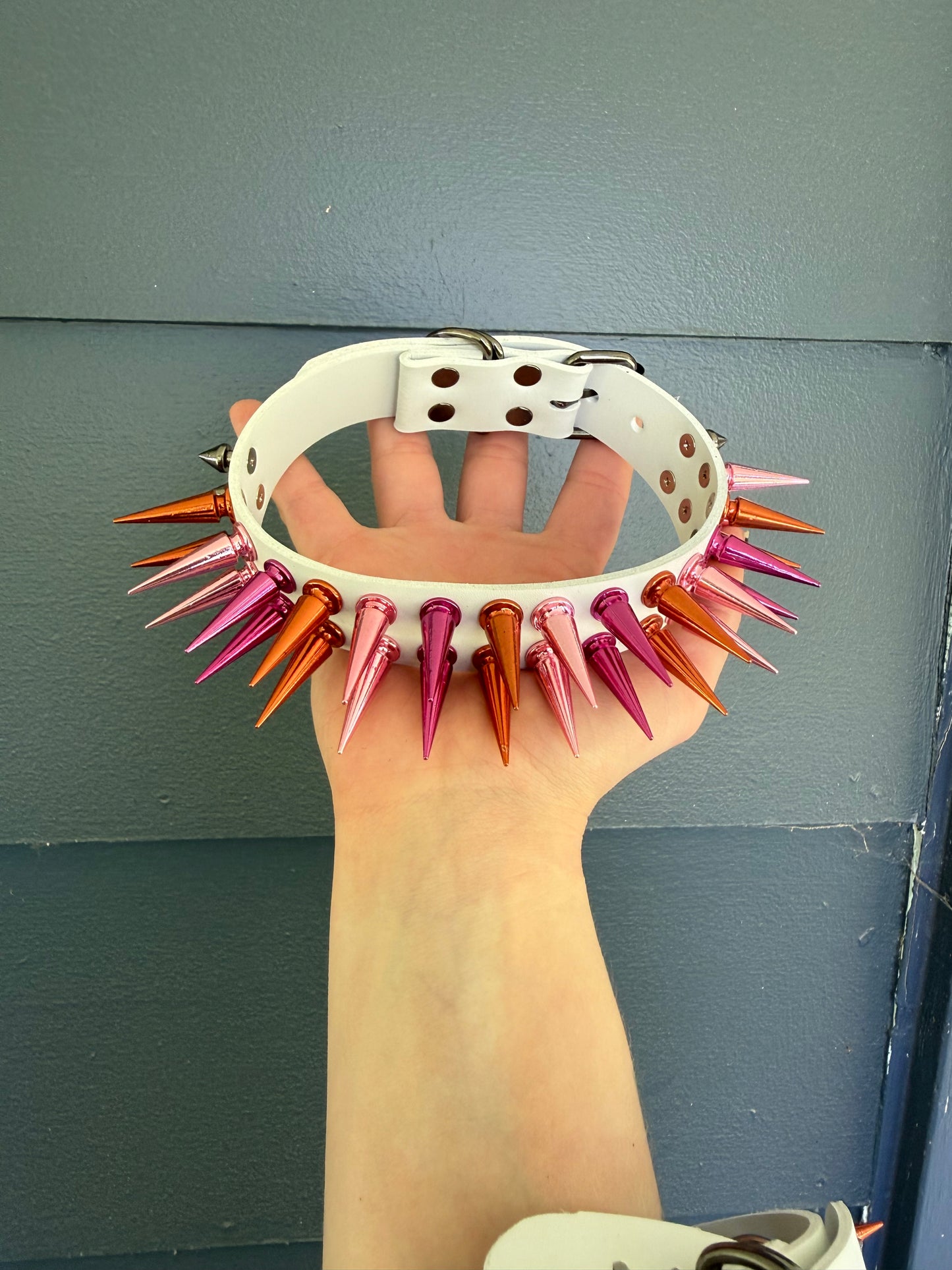 Lesbian Pride Flag Spiked Choker