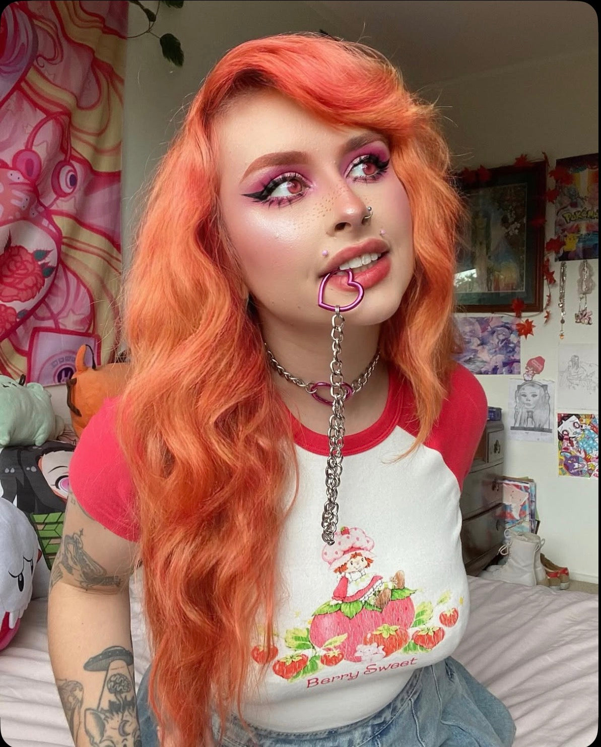 Pink Heart Slip Chain Necklace