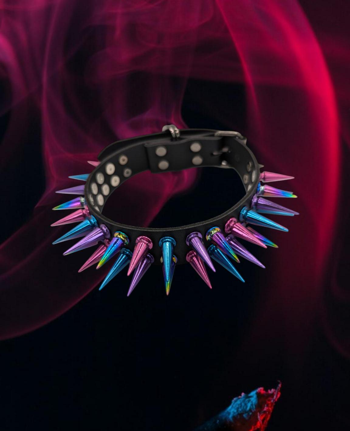 Spiked Choker "Pink Magma"