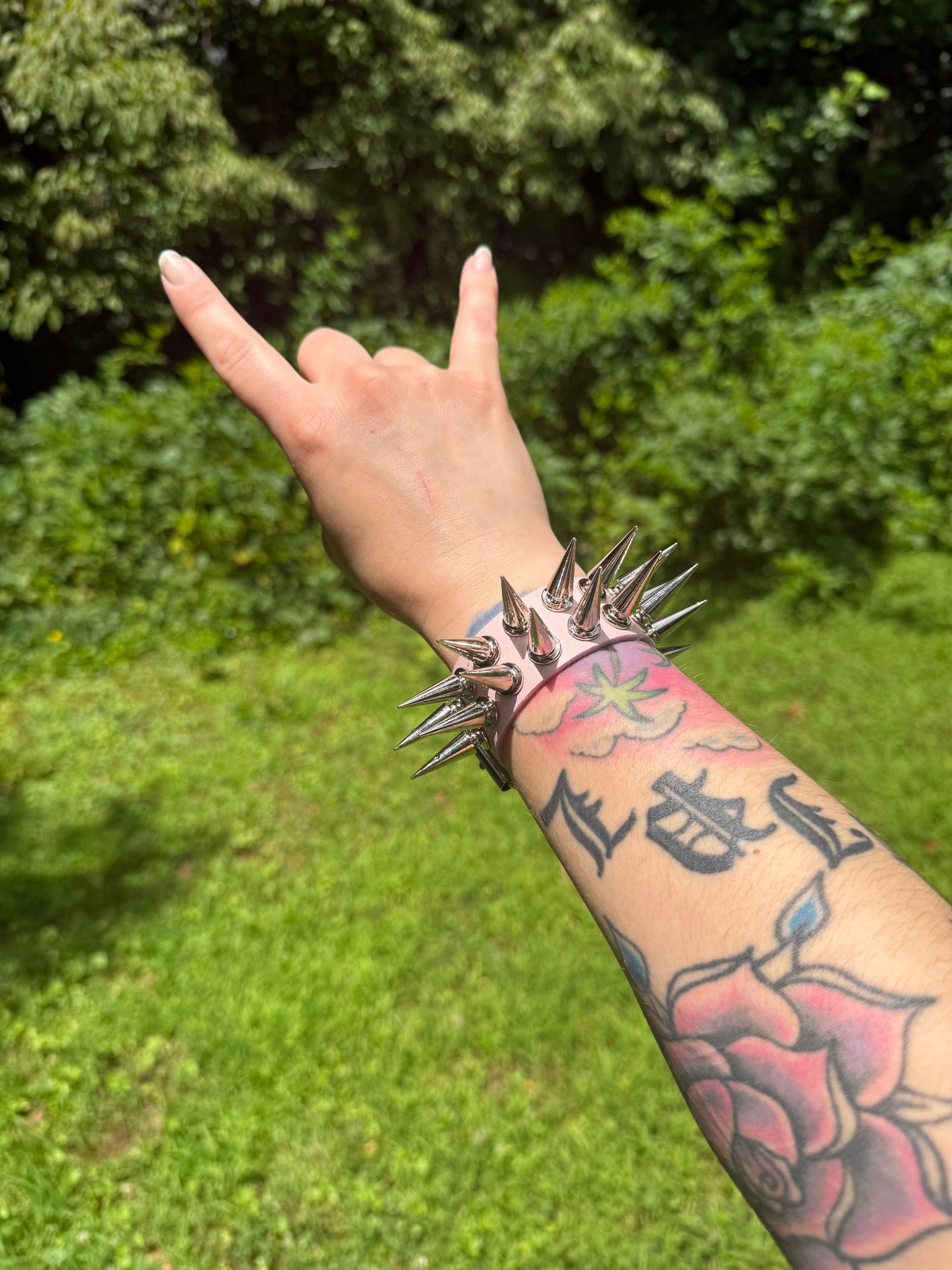 1" Silver Spiked Bracelet