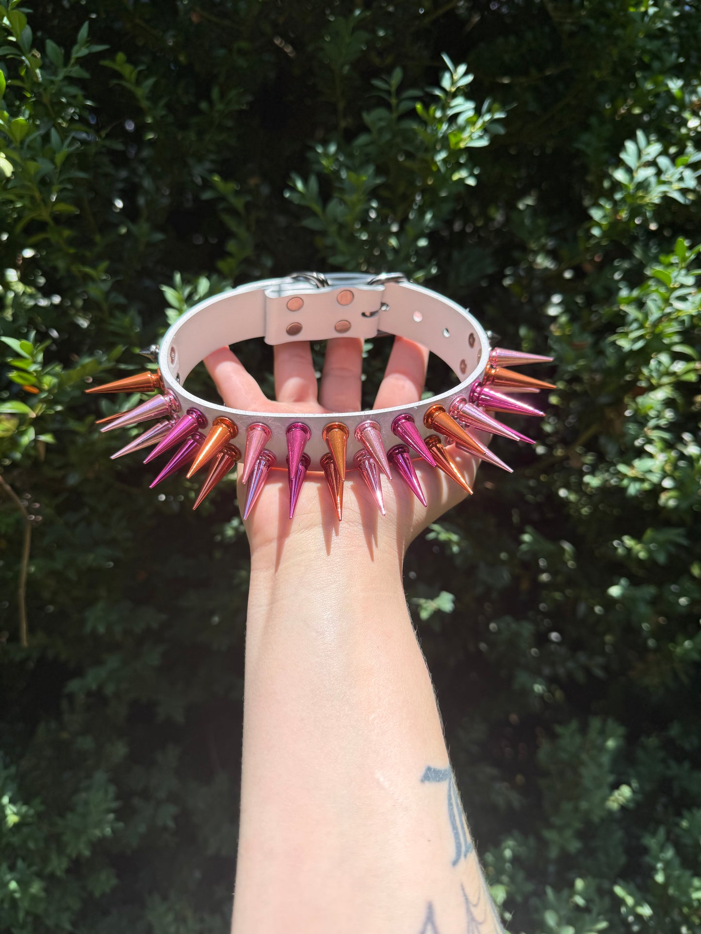 Lesbian Pride Flag Spiked Choker