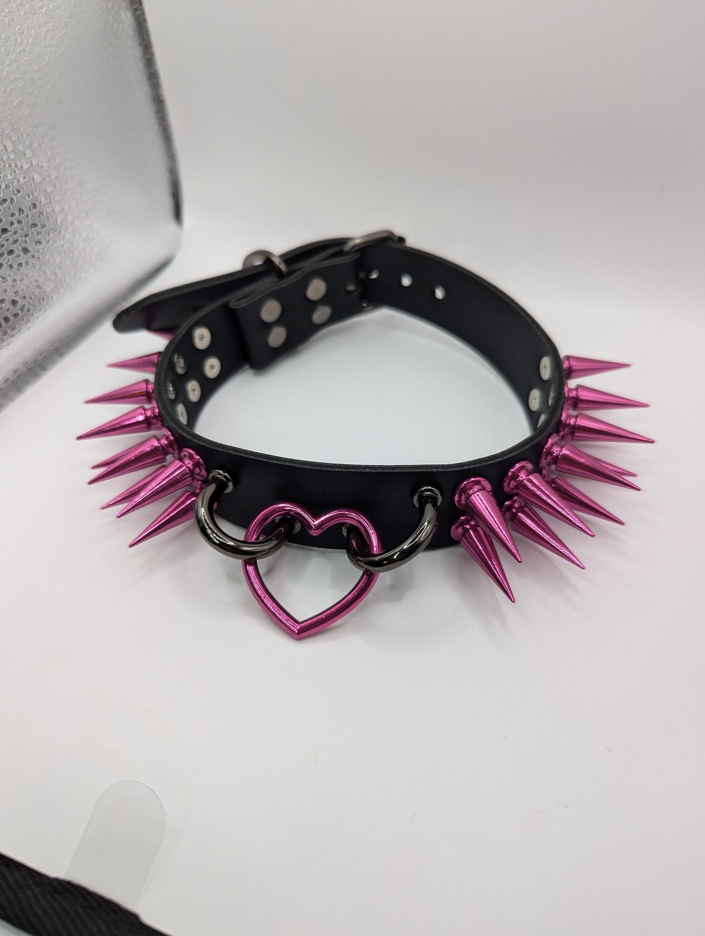 Hot Pink//Black Heart Choker