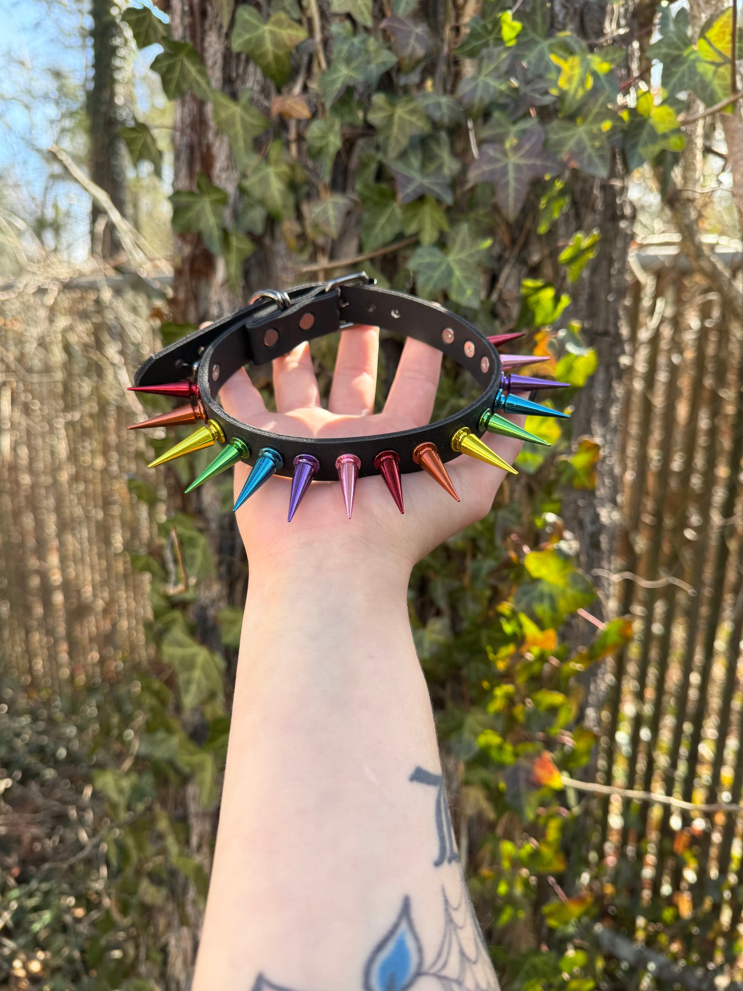 Rainbow Spiked Choker