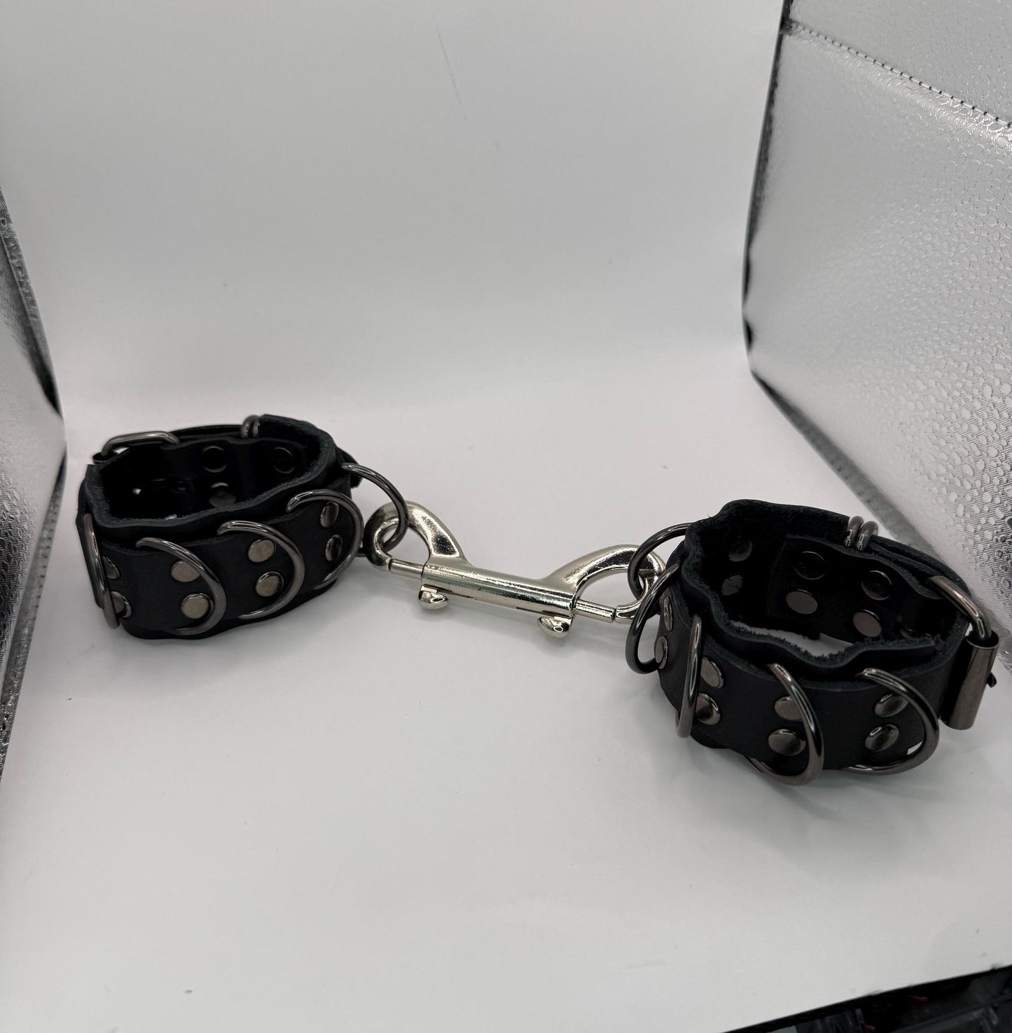 Leather D-Ring Cuffs with Clip