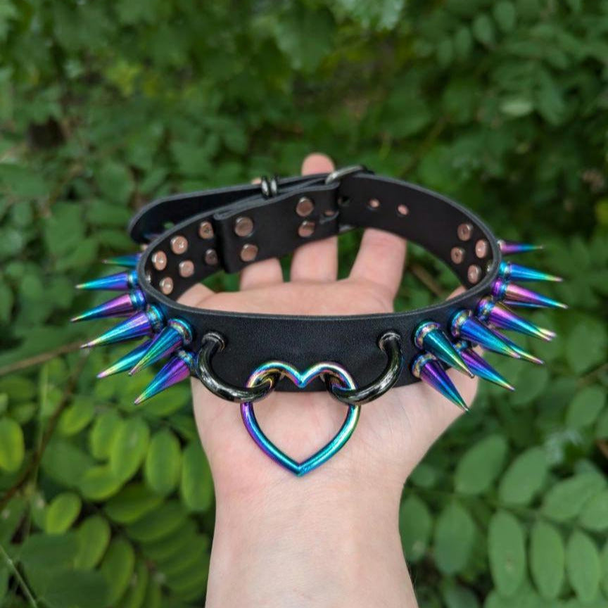 Rainbow//Black Heart Choker