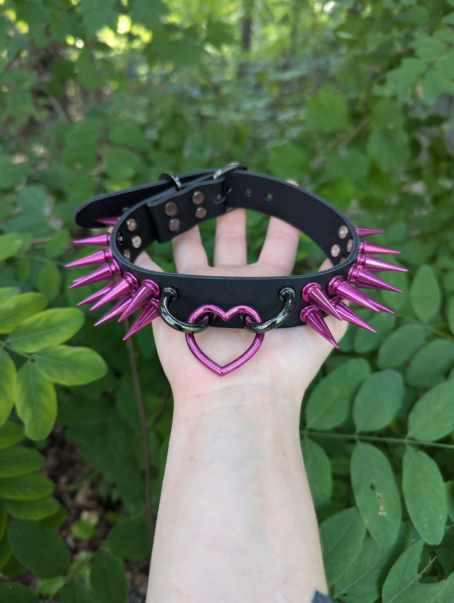 Hot Pink//Black Heart Choker