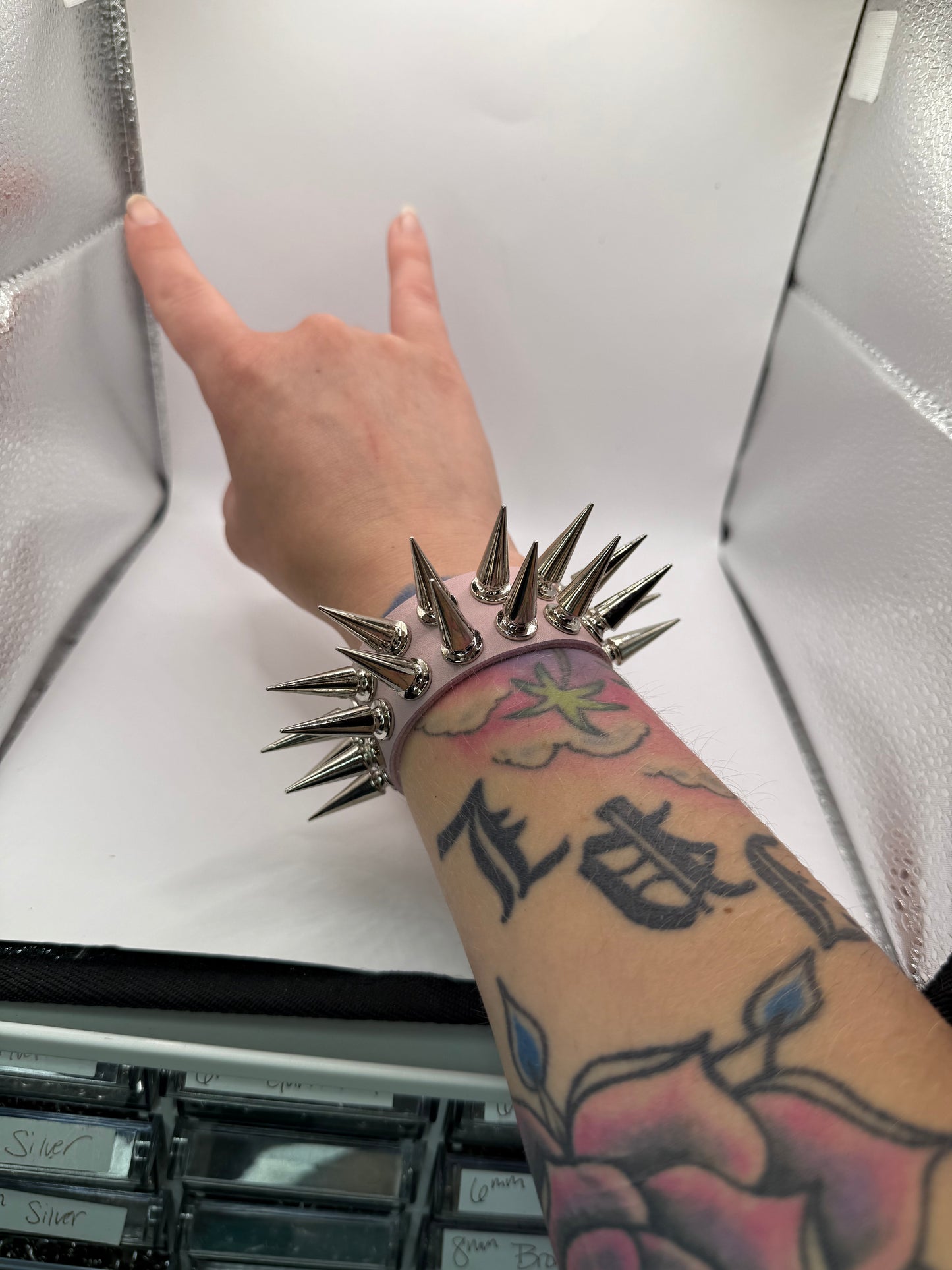 1" Silver Spiked Bracelet