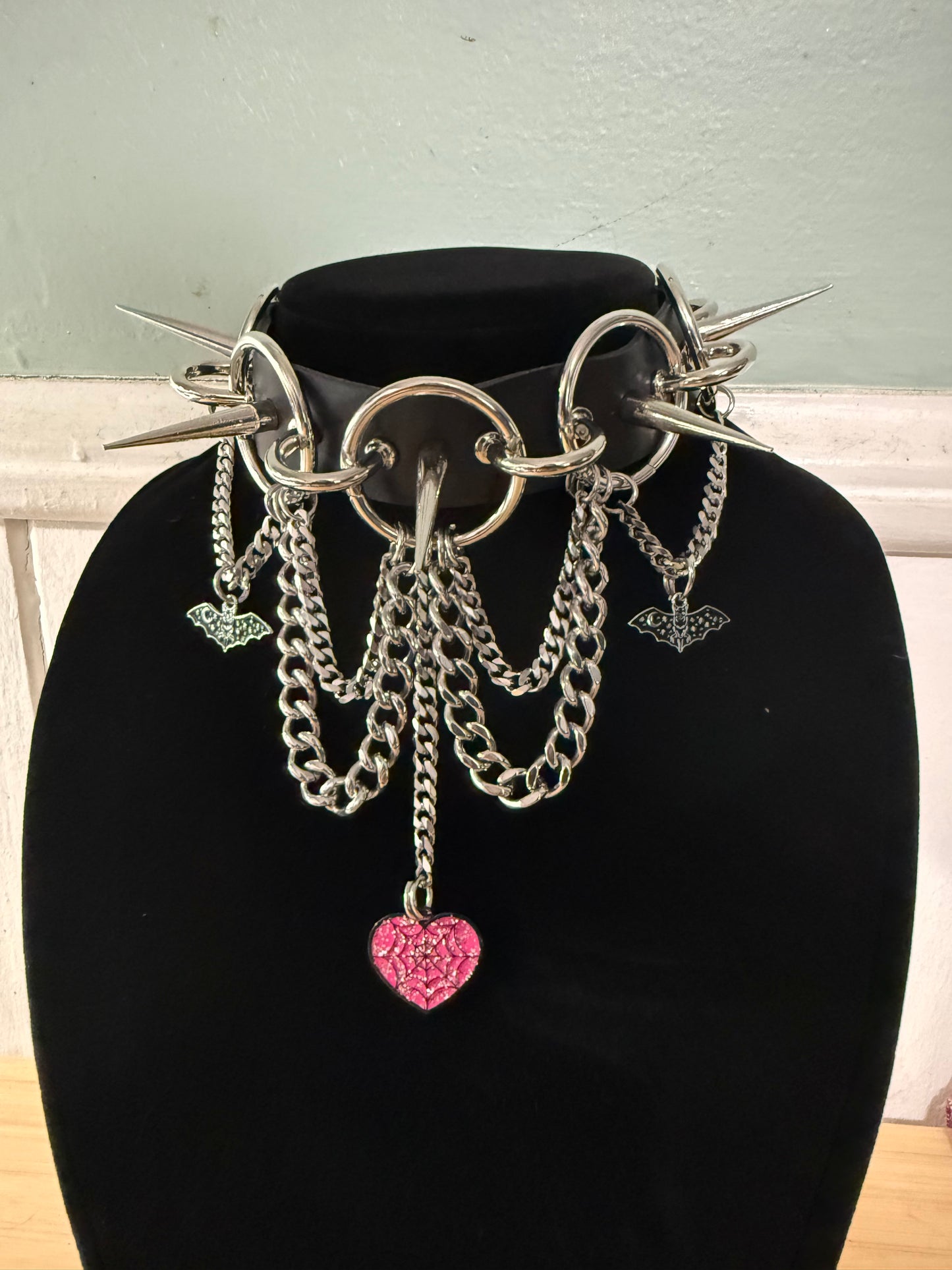 Pink Spiderweb Heart Choker
