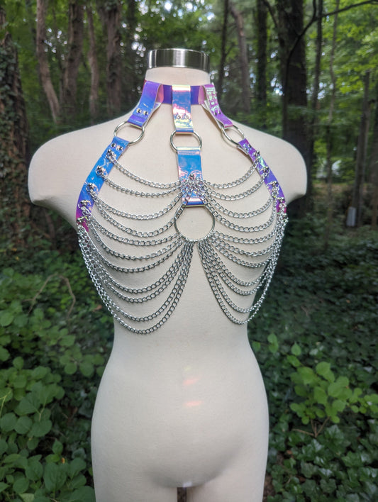 "Icy Pink" Holographic Chain Bra