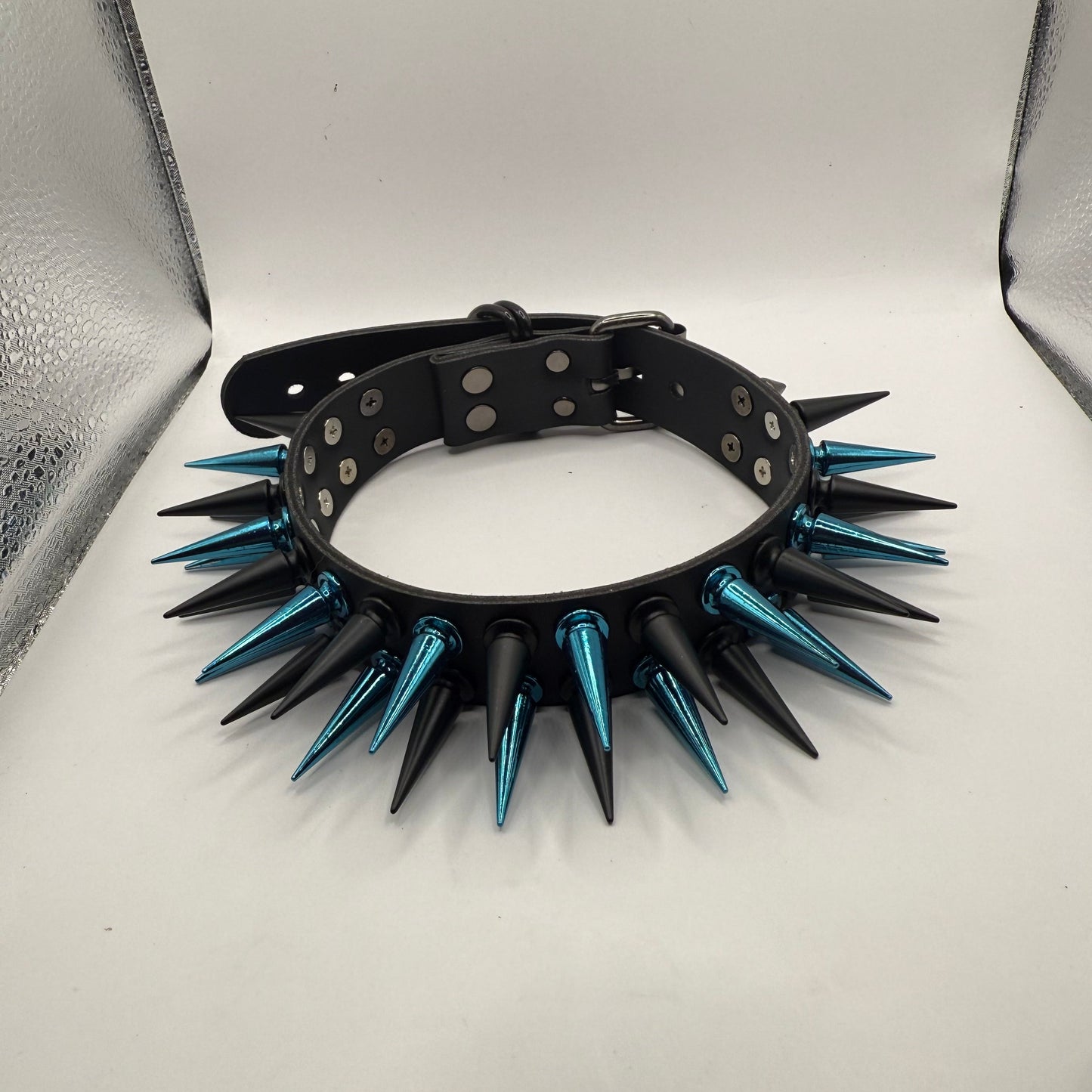 Blue // Black Spiked Choker