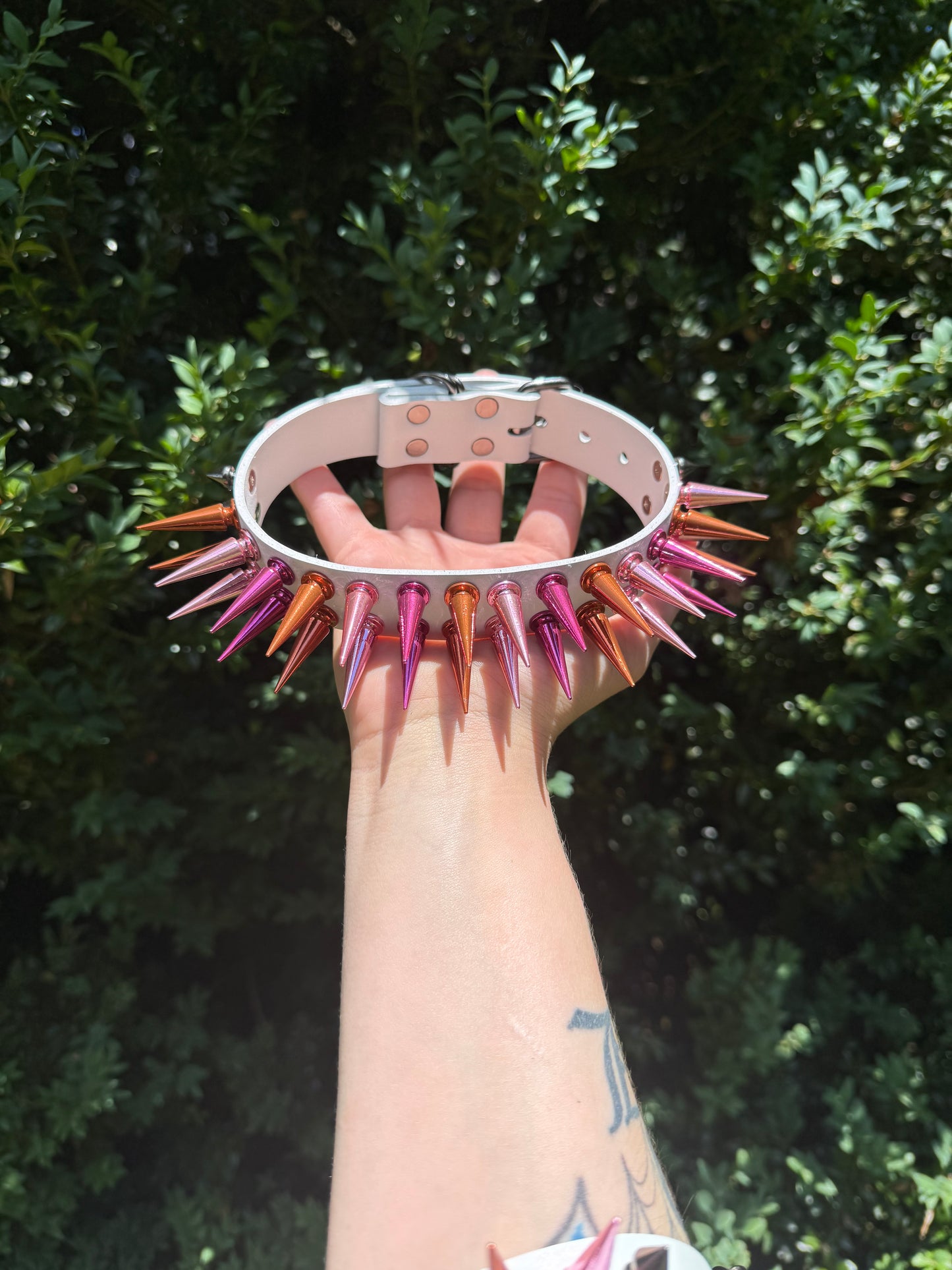 Lesbian Pride Flag Spiked Choker