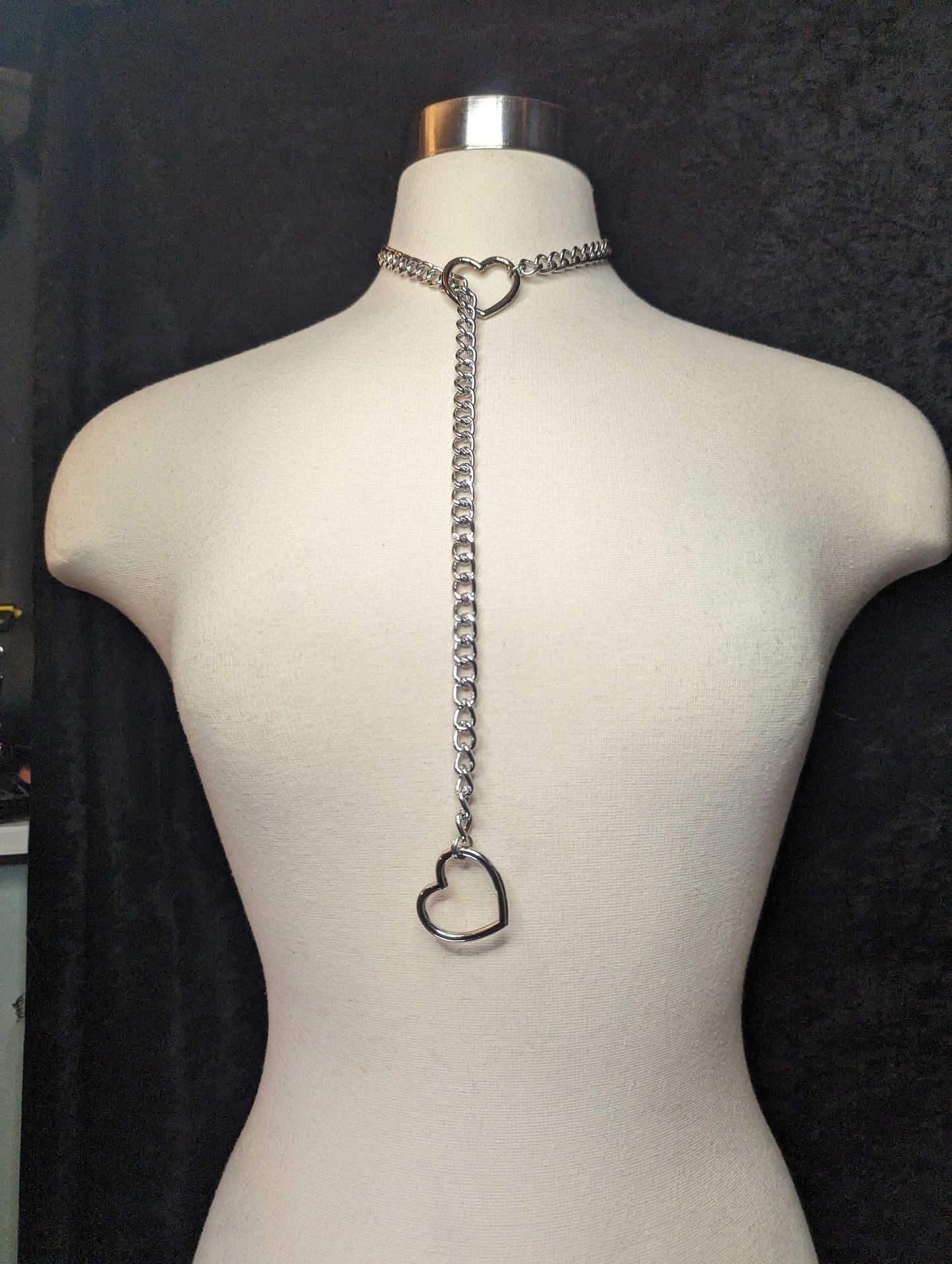 Heart Slip Chain Necklace- Silver