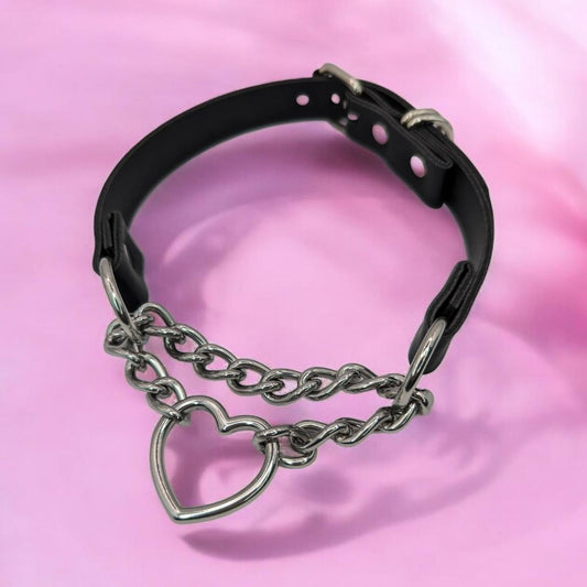 Silver Heart Martingale Choker