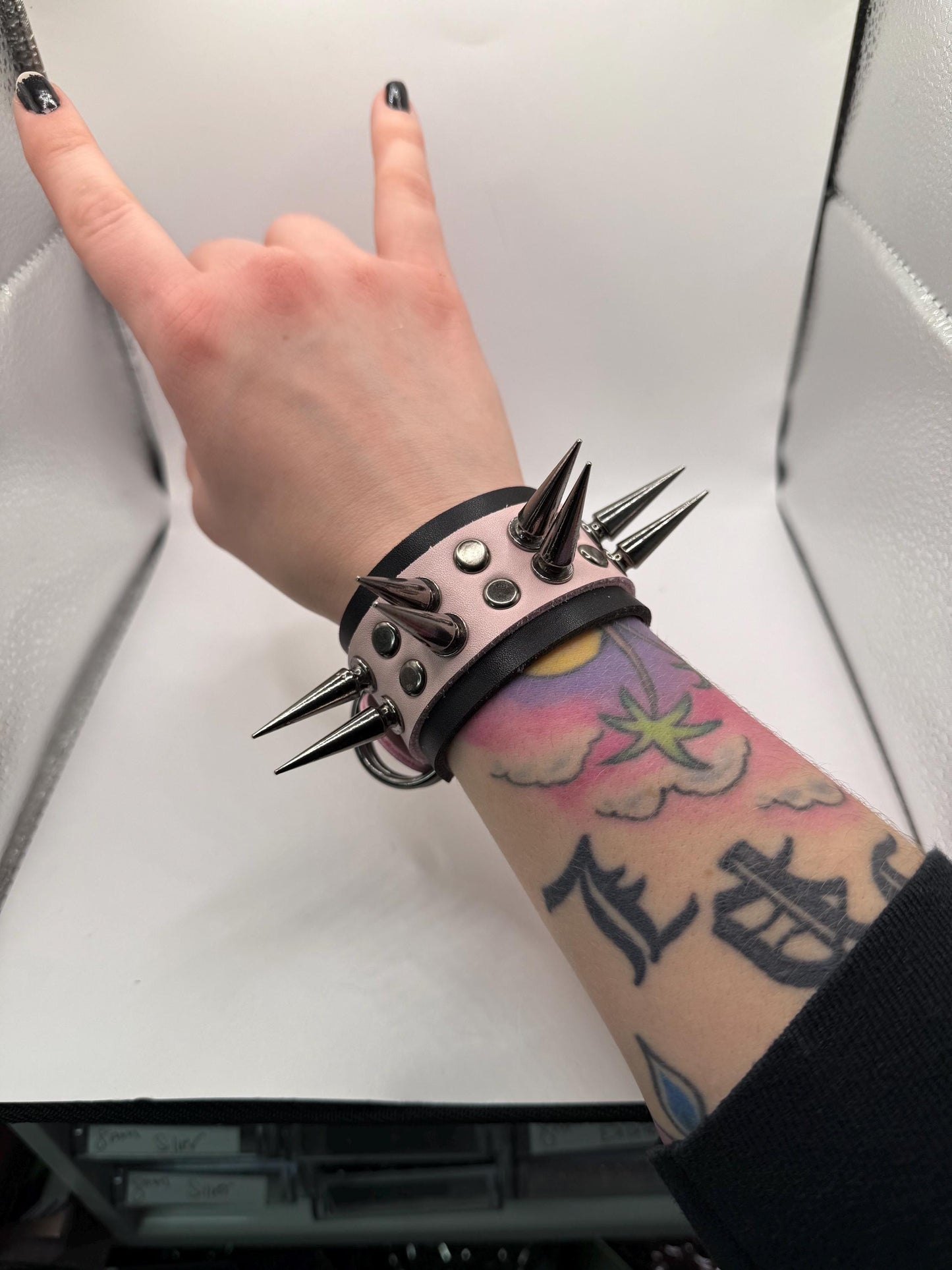 Pink // Gunmetal Spiked Bracelets