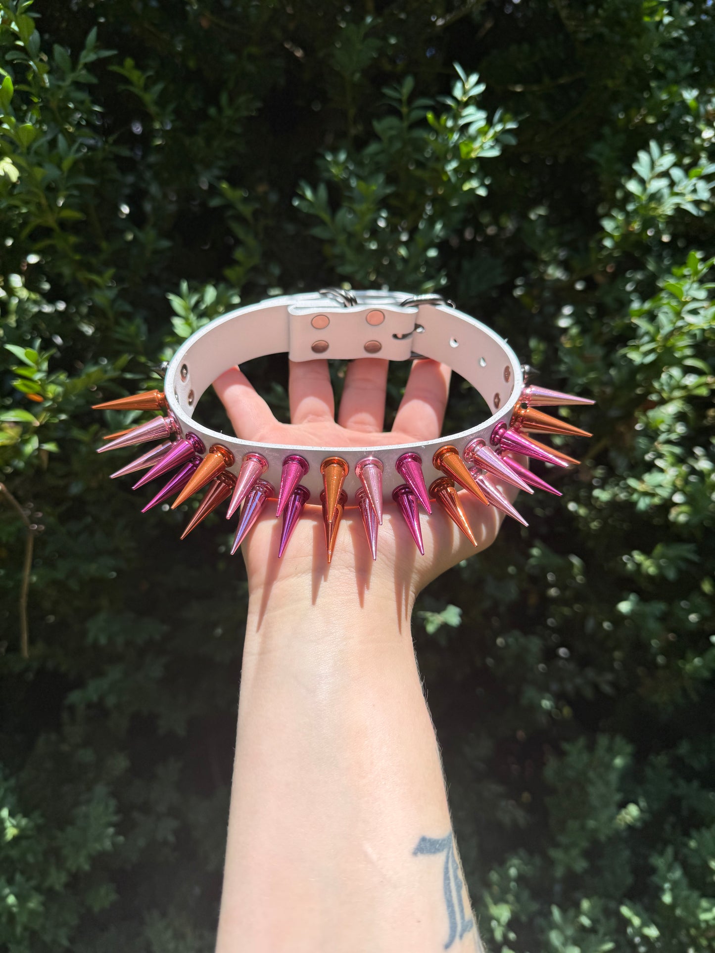 Lesbian Pride Flag Spiked Choker