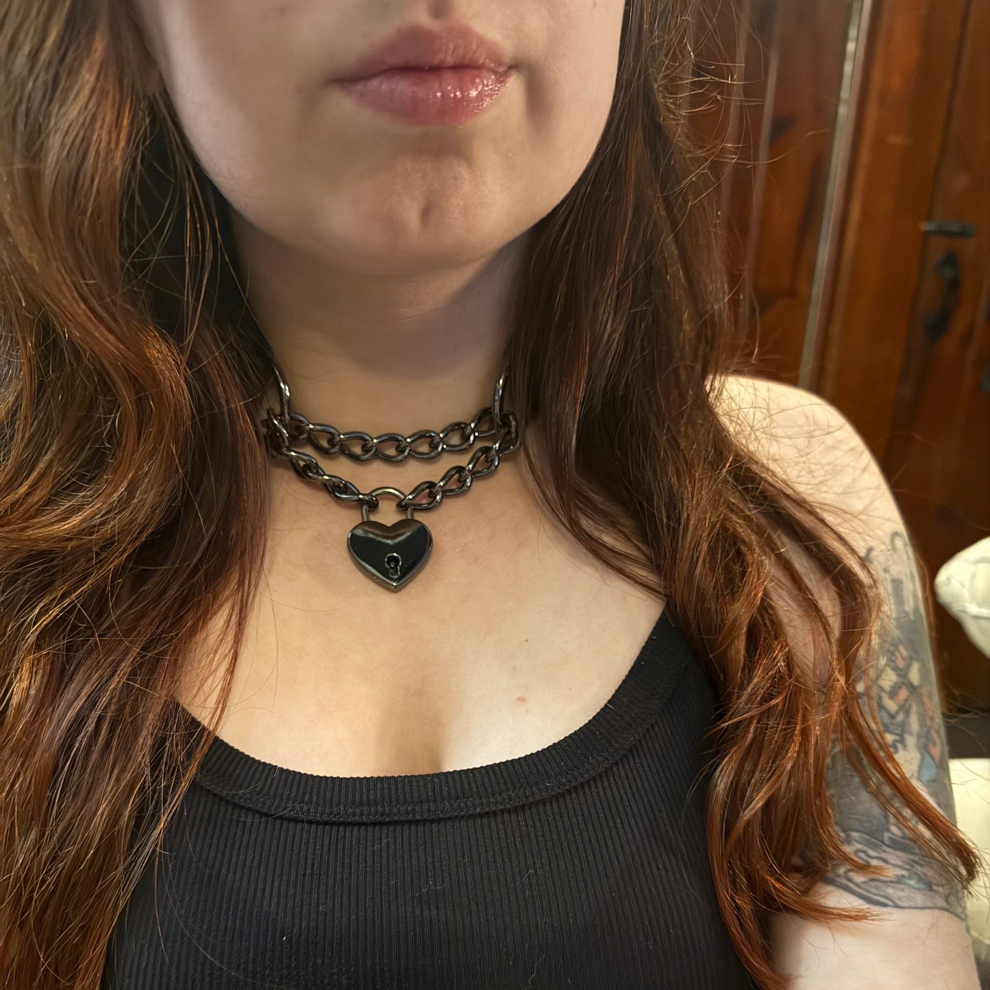 Padlock Chokers - Metallic Heart