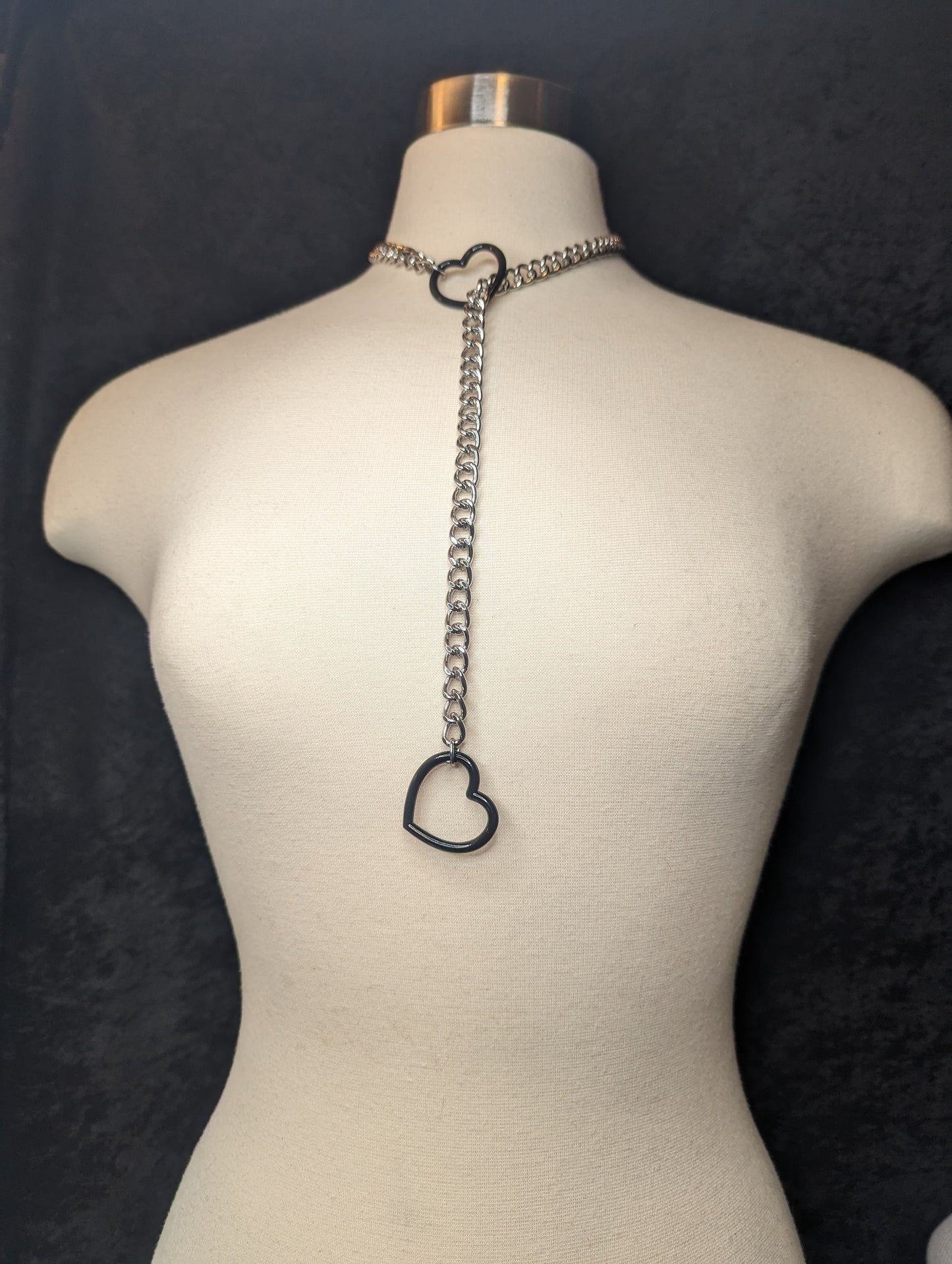 Heart Slip Chain Necklaces- Black