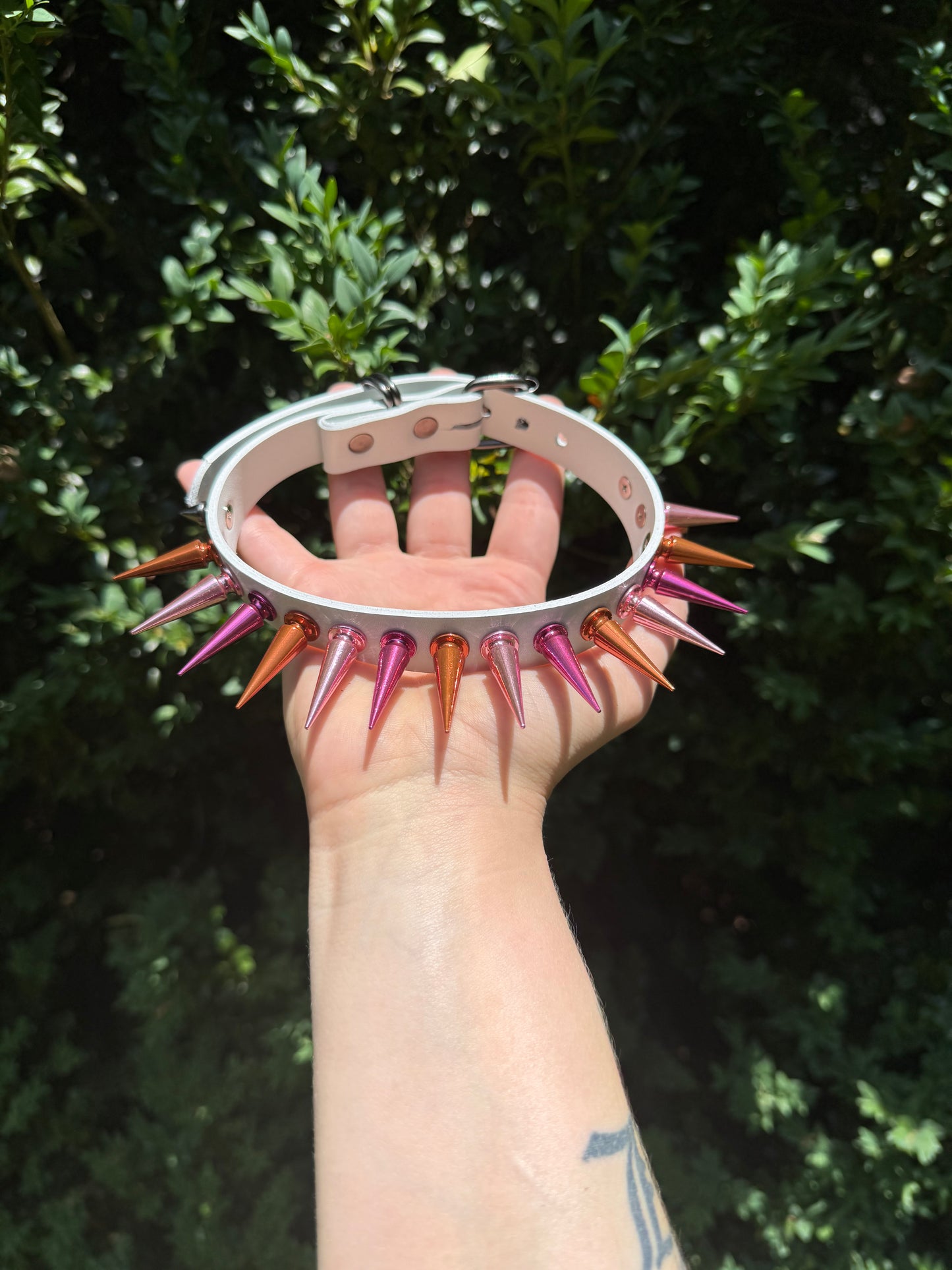 Lesbian Pride Flag Spiked Choker
